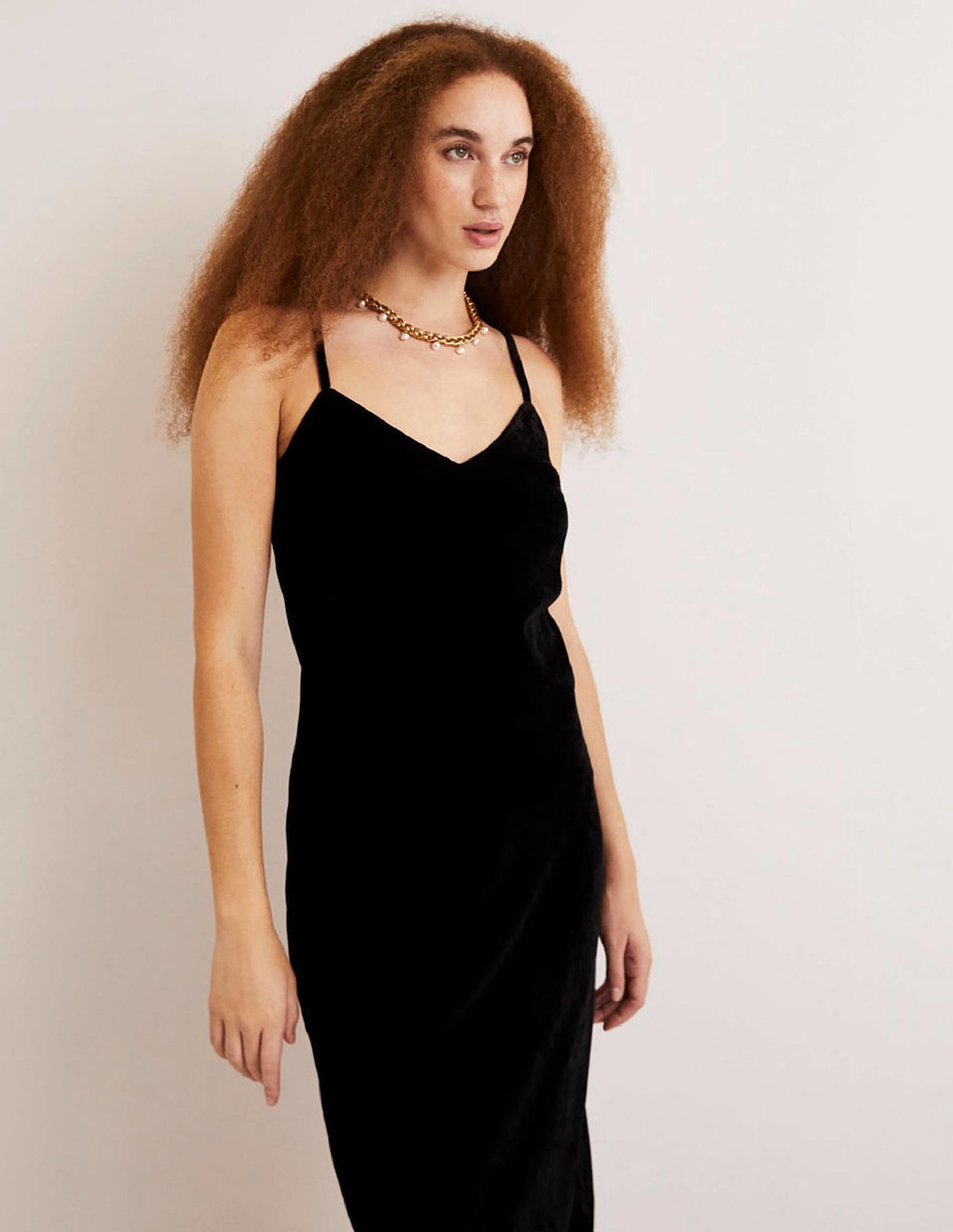 Velvet Slip Dress-Black - Image 4