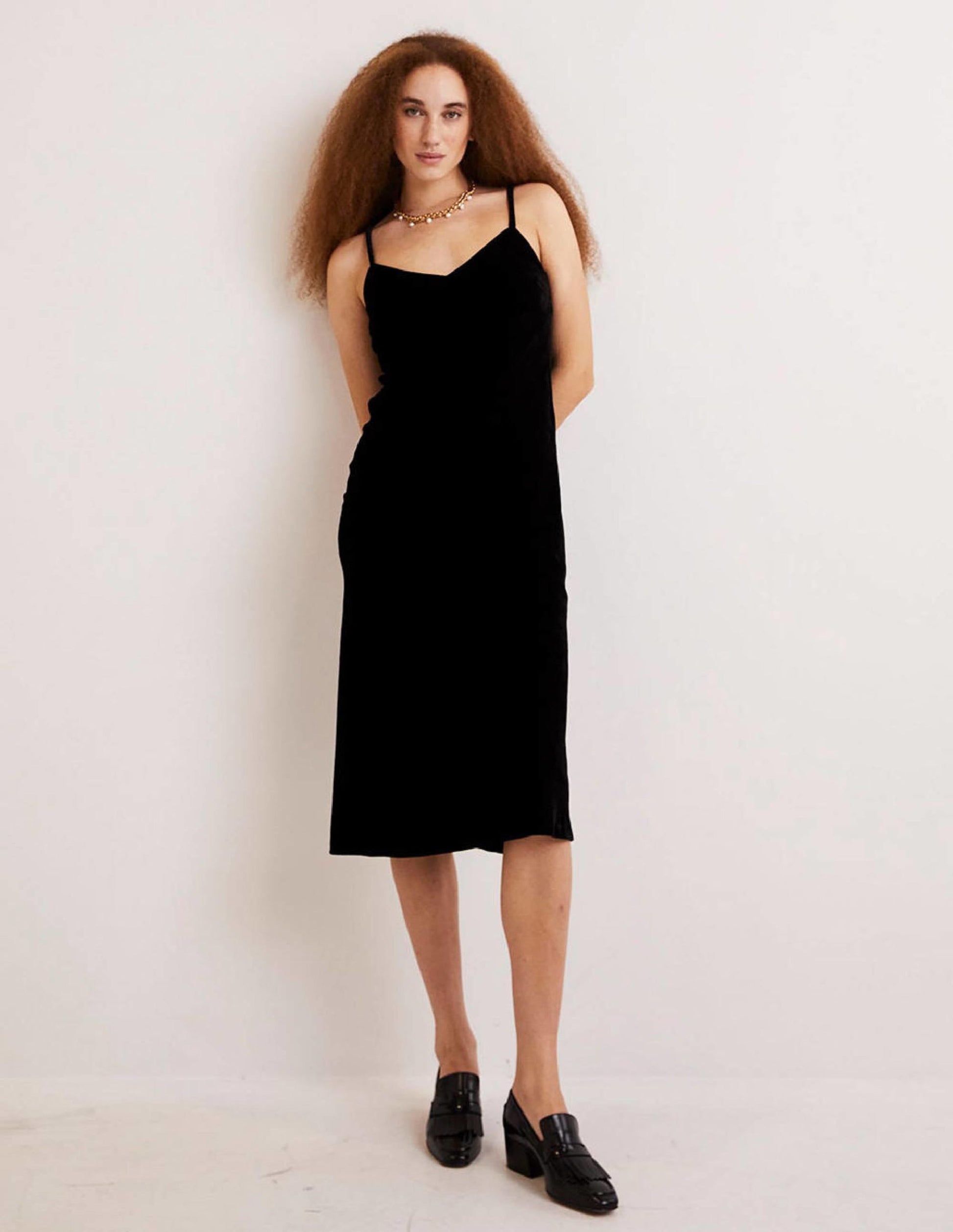 Velvet Slip Dress-Black-5