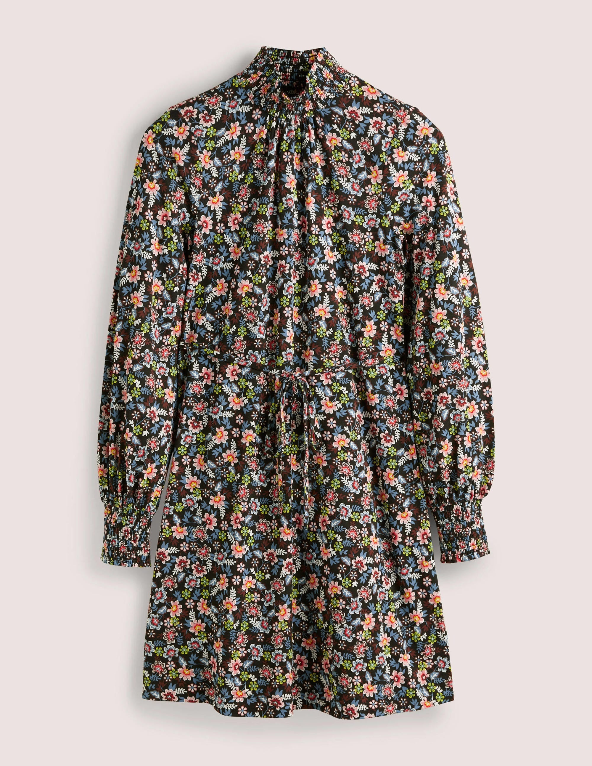 Black Floral High-Neck Shift Dress-Black, Opulent Leaf - Image 6