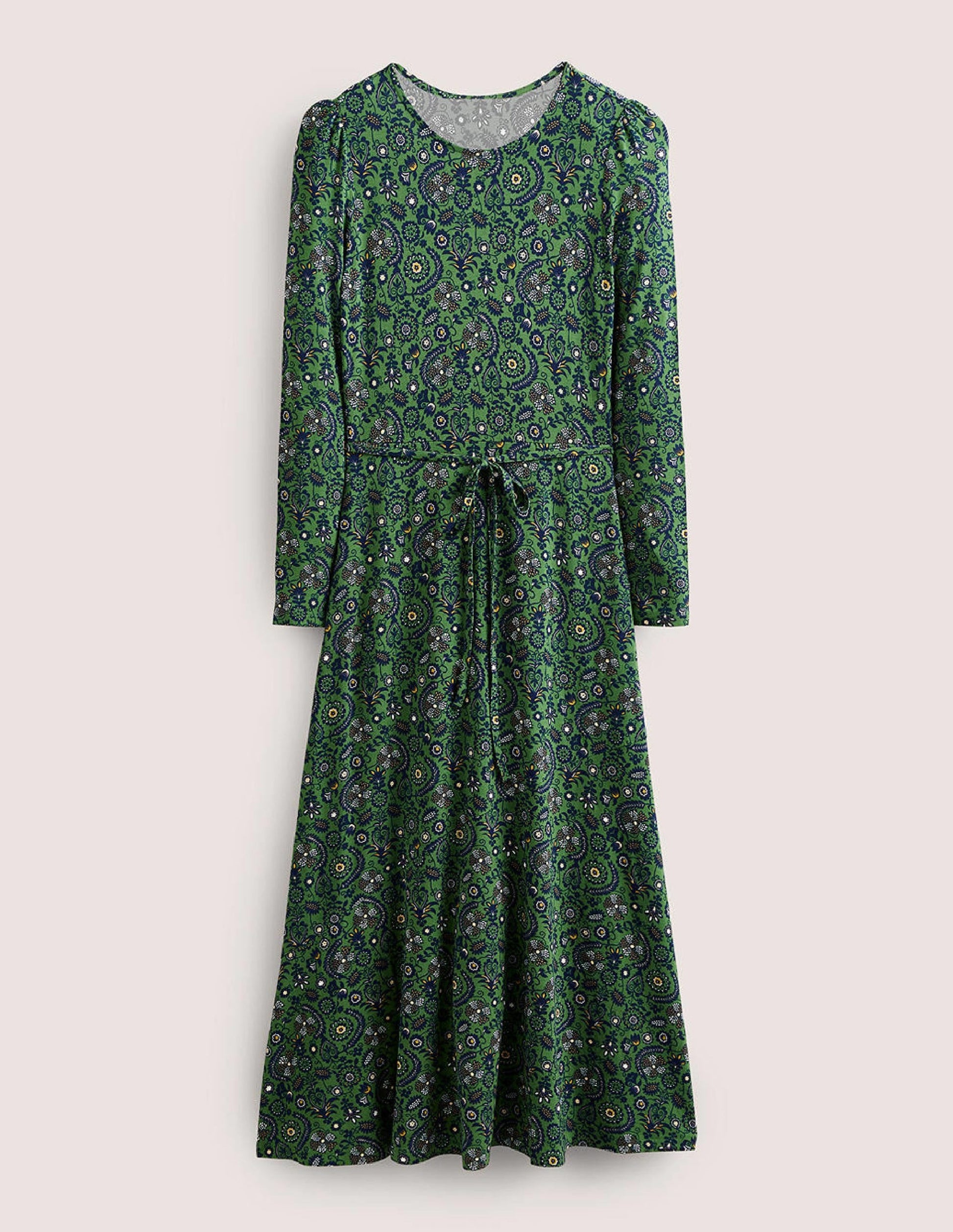 Skirt Detail Jersey Midi Dress-Broad Bean, Tropic Charm-6