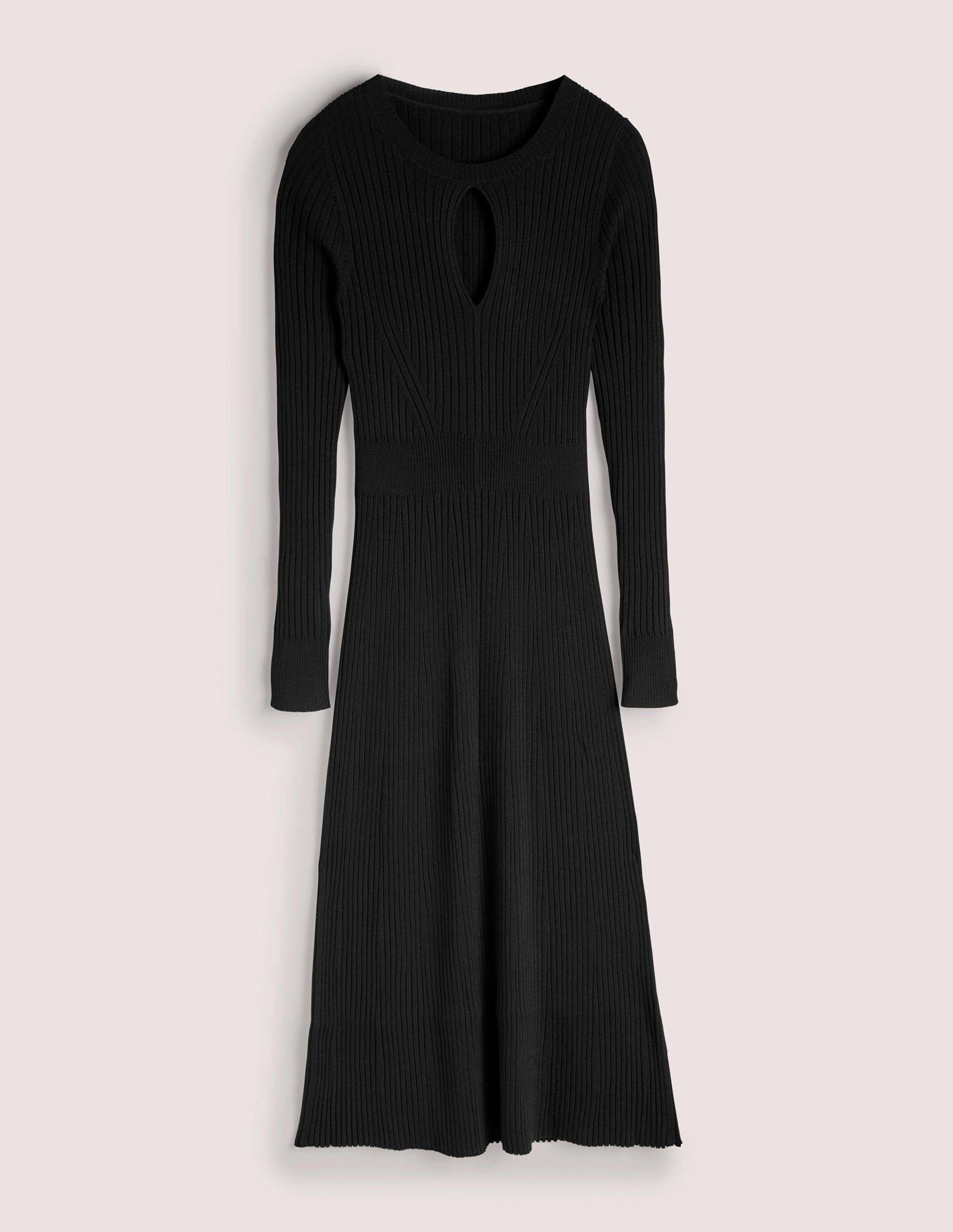 Ribbed Cut Out Dress-Black - Image 6