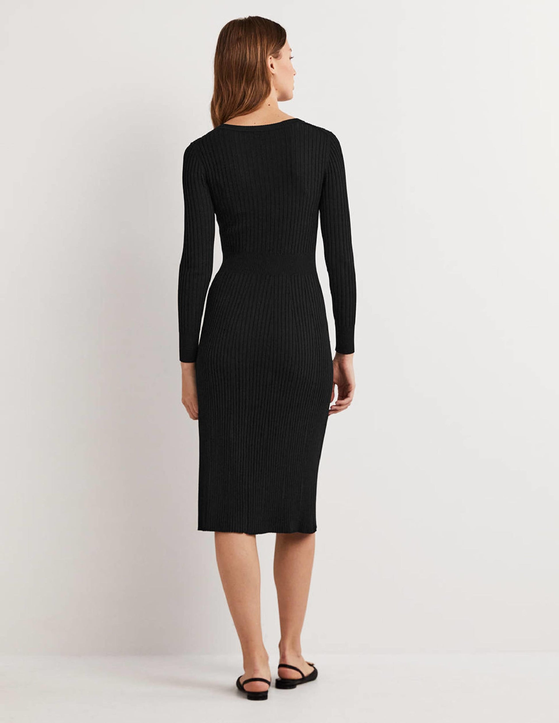Ribbed Cut Out Dress-Black-4