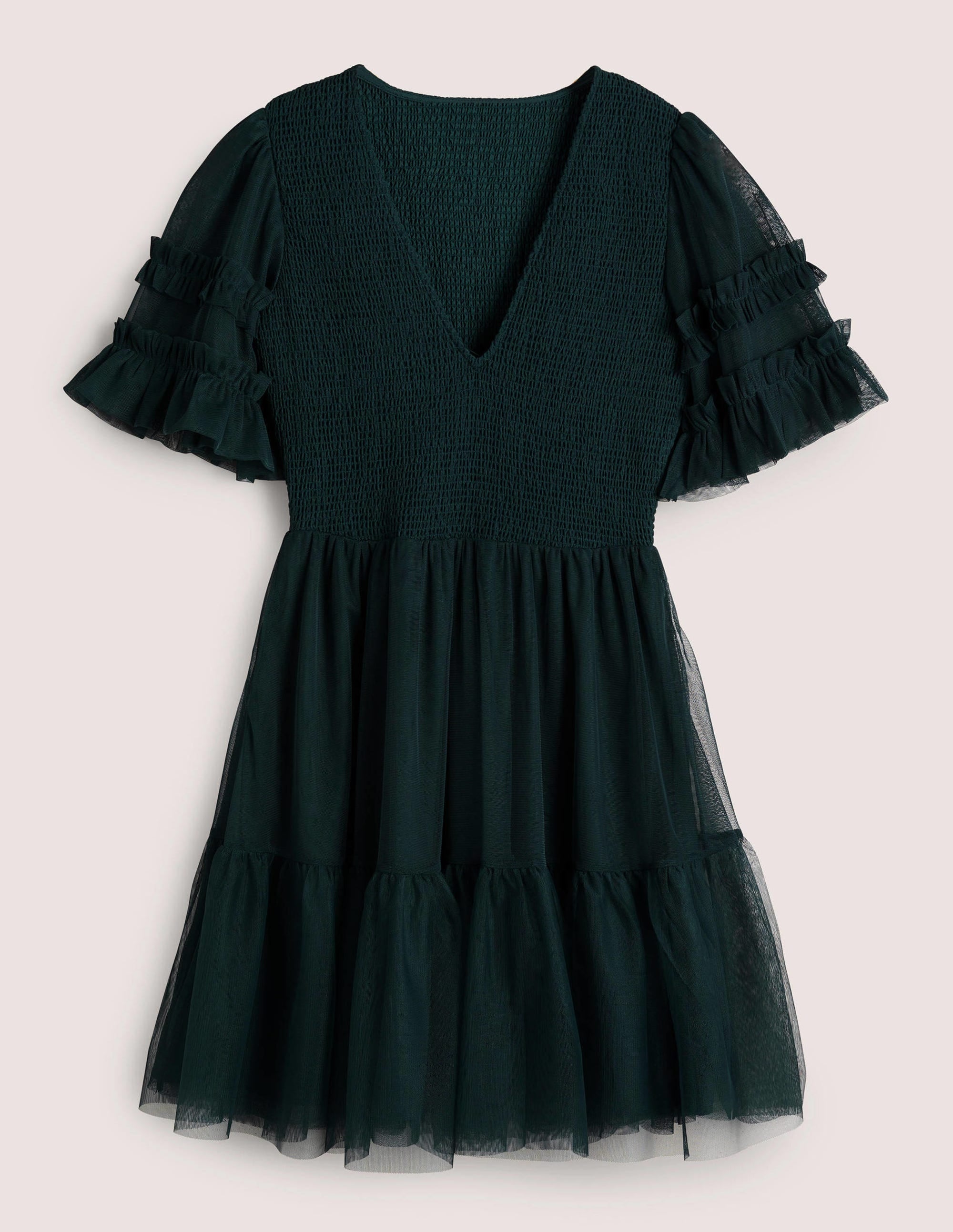 Tulle Smocked Mini Party Dress-Seaweed - Image 6