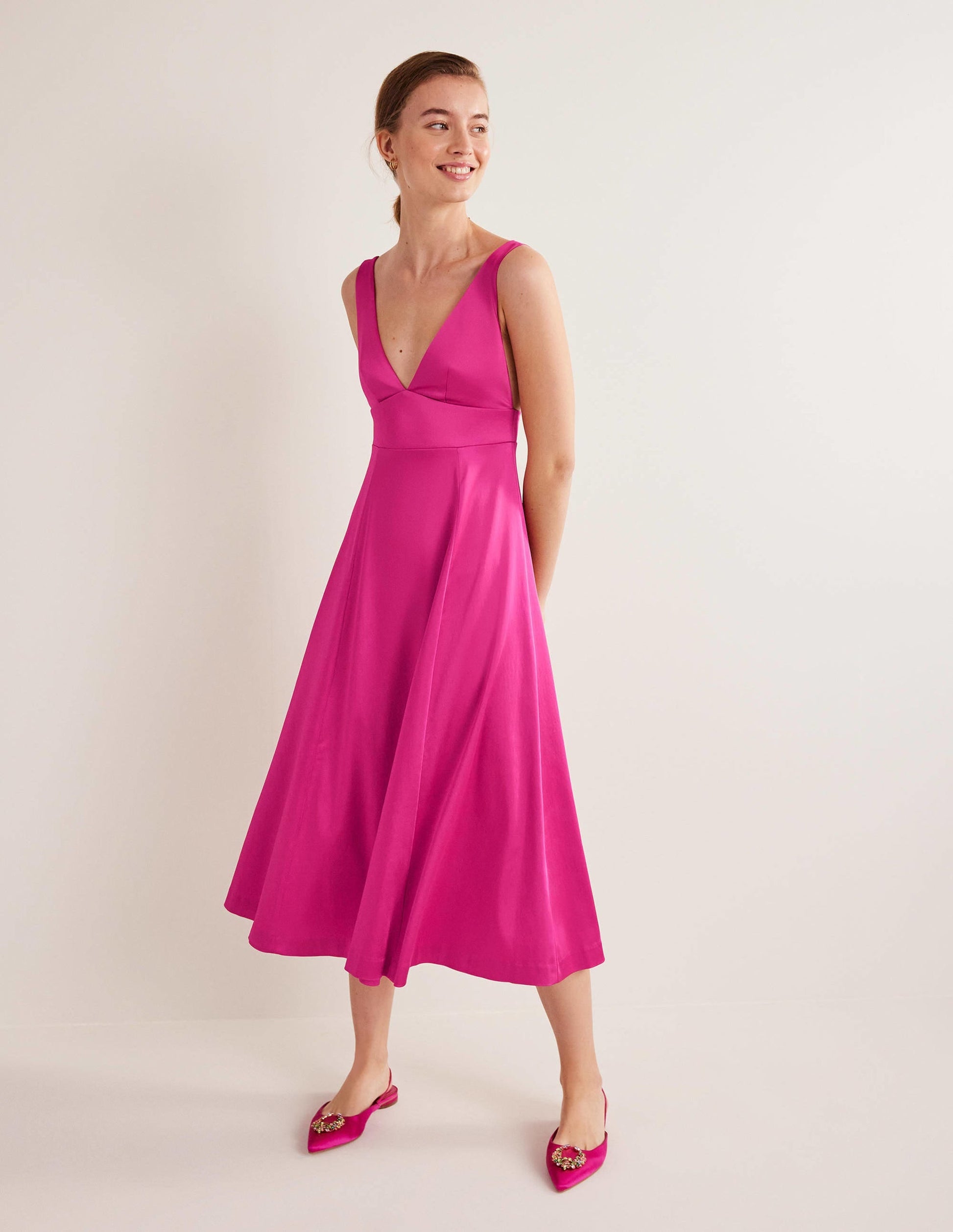 Sleeveless Fit and Flare-Wild Watermelon Pink-1