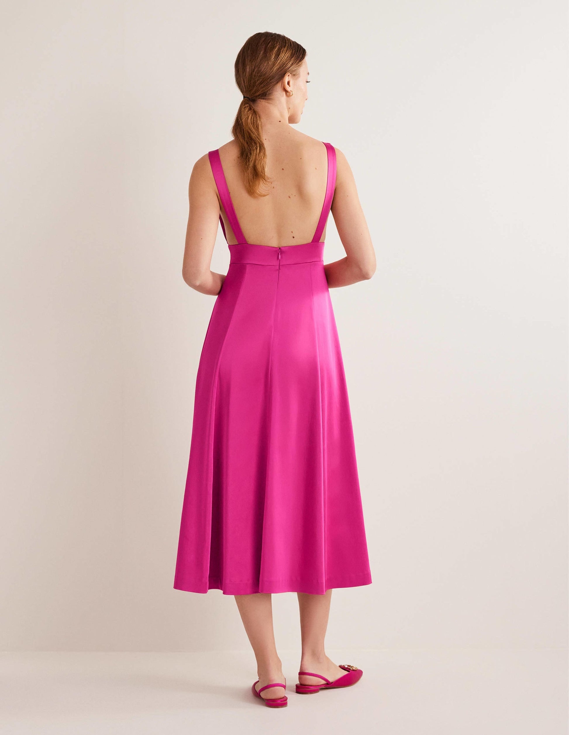 Sleeveless Fit and Flare-Wild Watermelon Pink-3