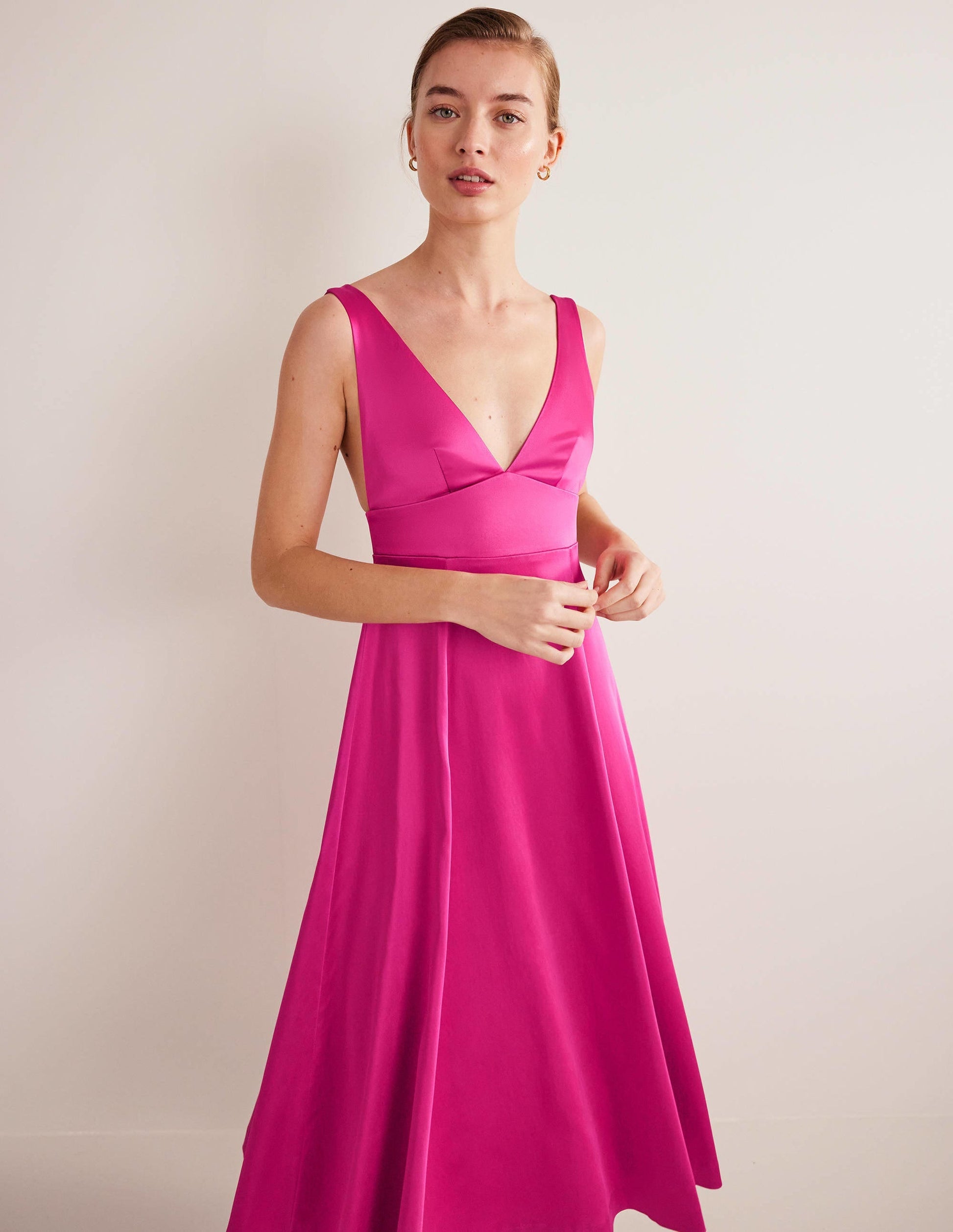 Sleeveless Fit and Flare-Wild Watermelon Pink-4