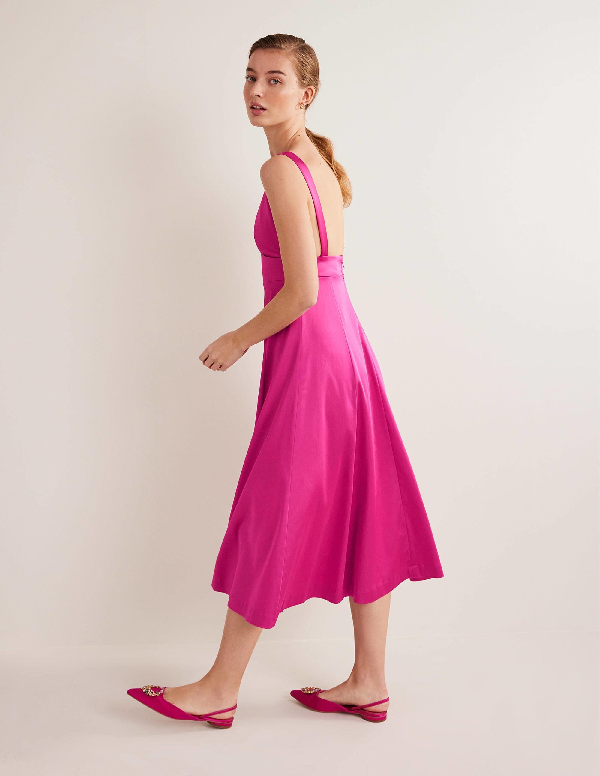 Sleeveless Fit and Flare-Wild Watermelon Pink - Image 5