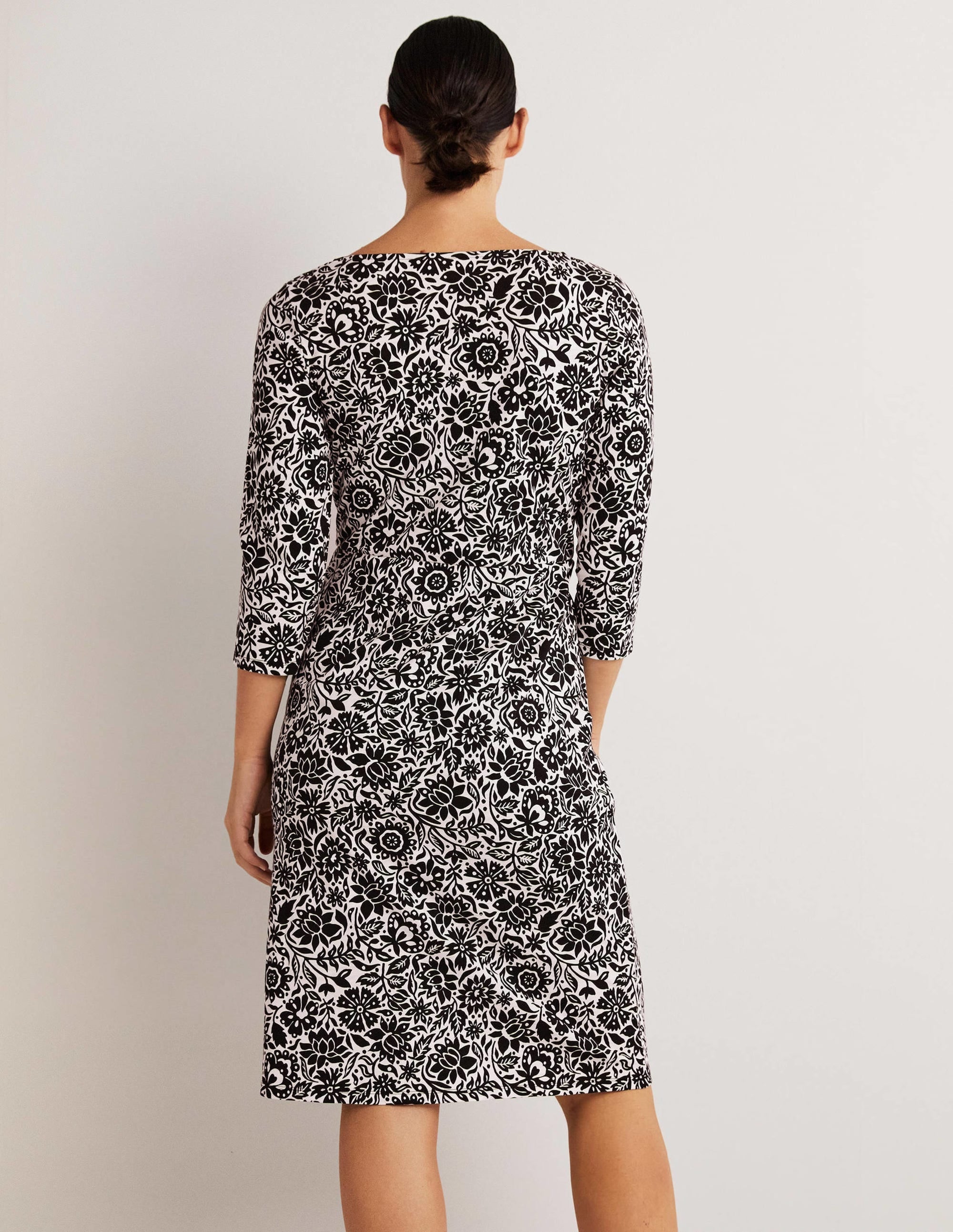Penny Jersey Dress-Black, Foliage Bloom - Image 4