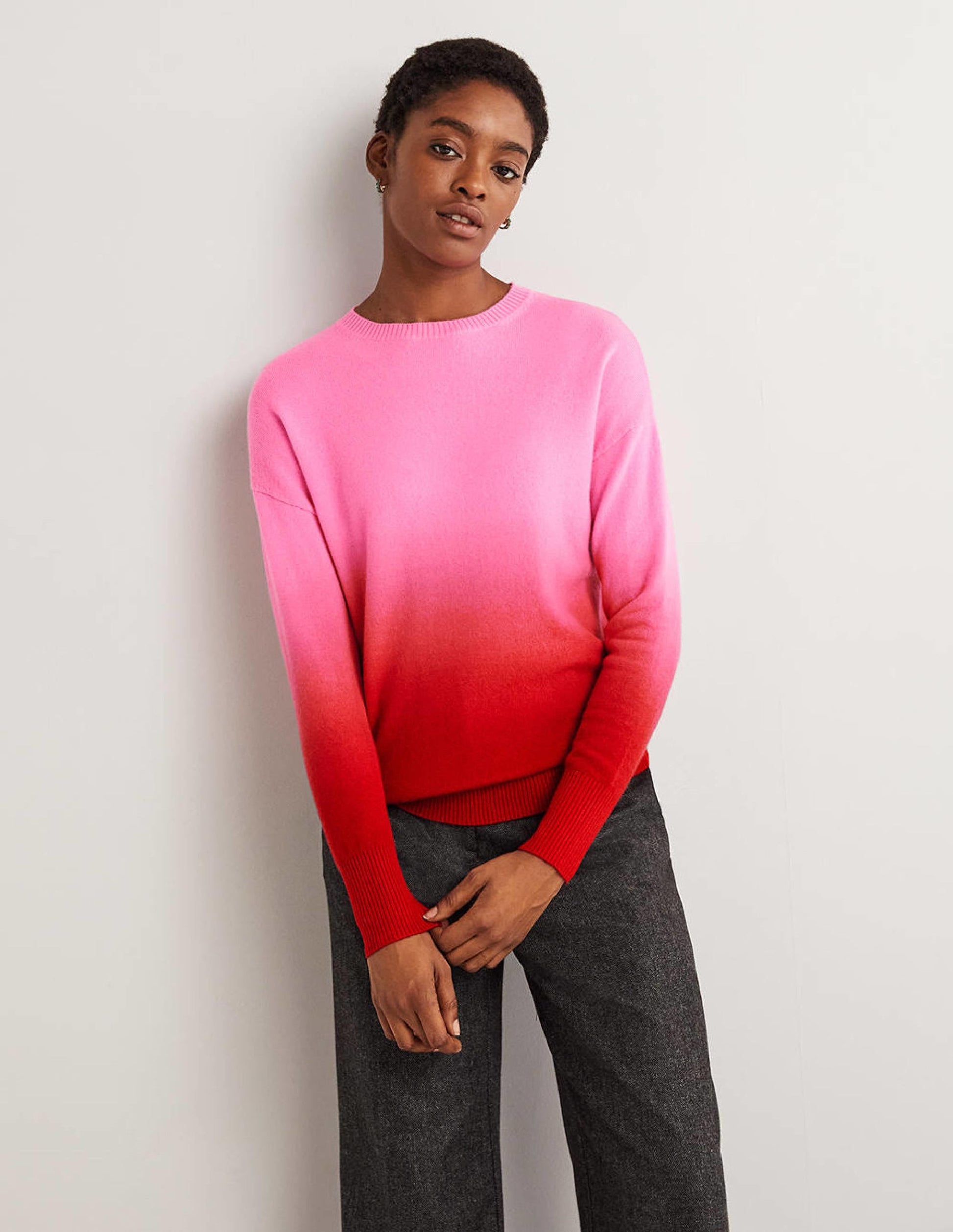 Margot Cashmere Jumper-Pink, Red Ombre-1