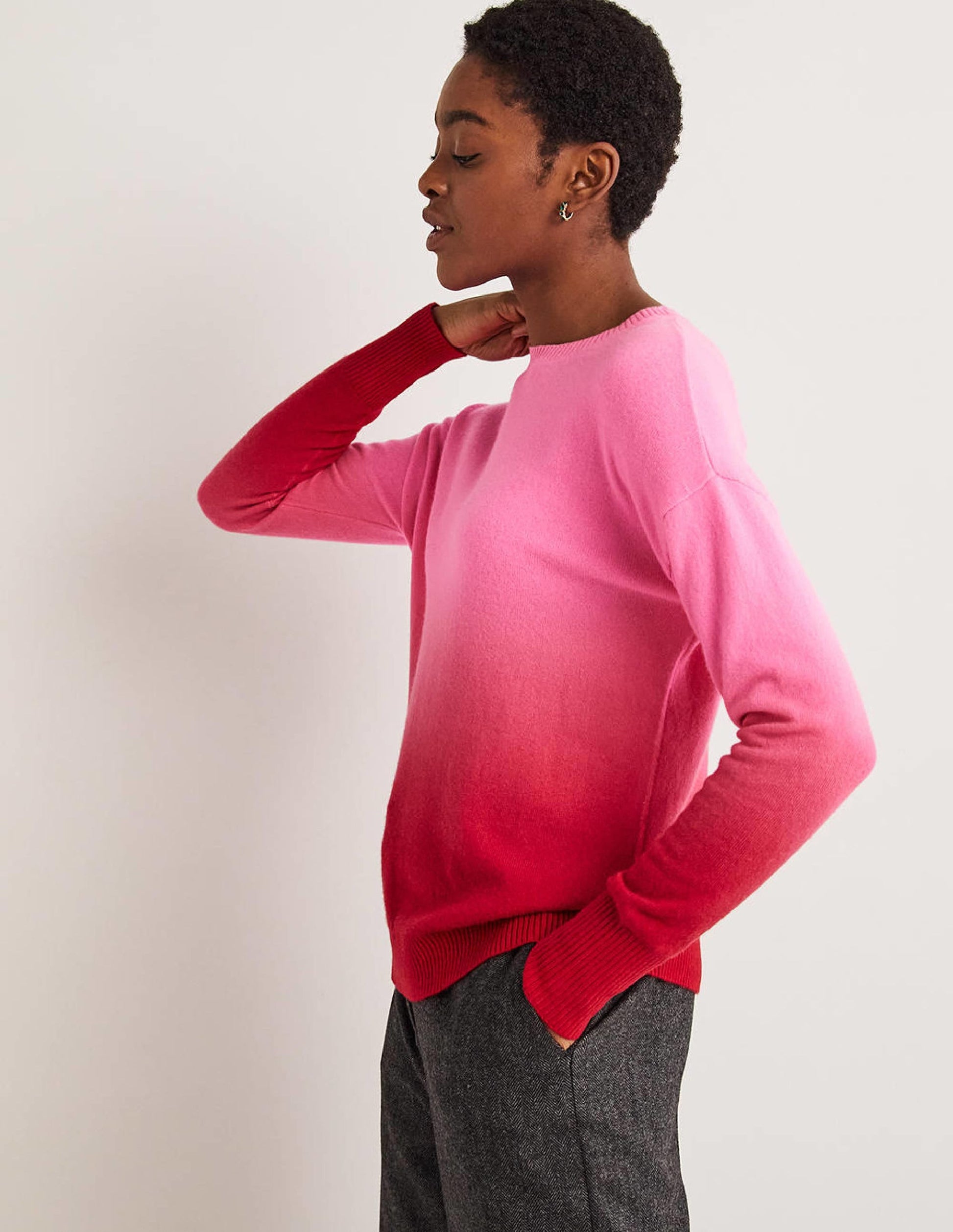 Margot Cashmere Jumper-Pink, Red Ombre-4