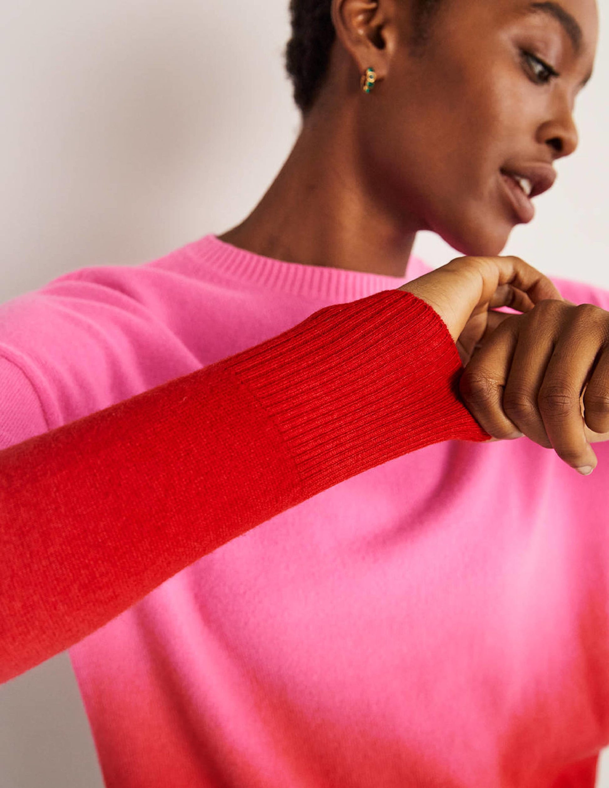 Margot Cashmere Jumper-Pink, Red Ombre-5