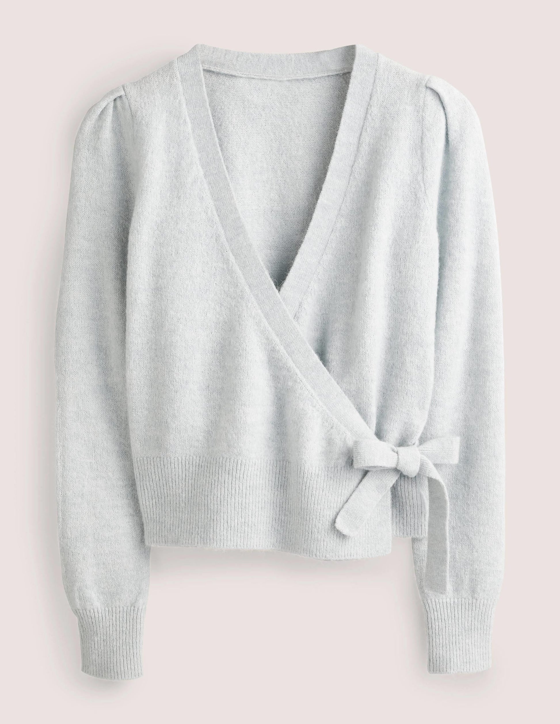 Fluffy Wrap Cardigan-Vintage Blue Melange-5