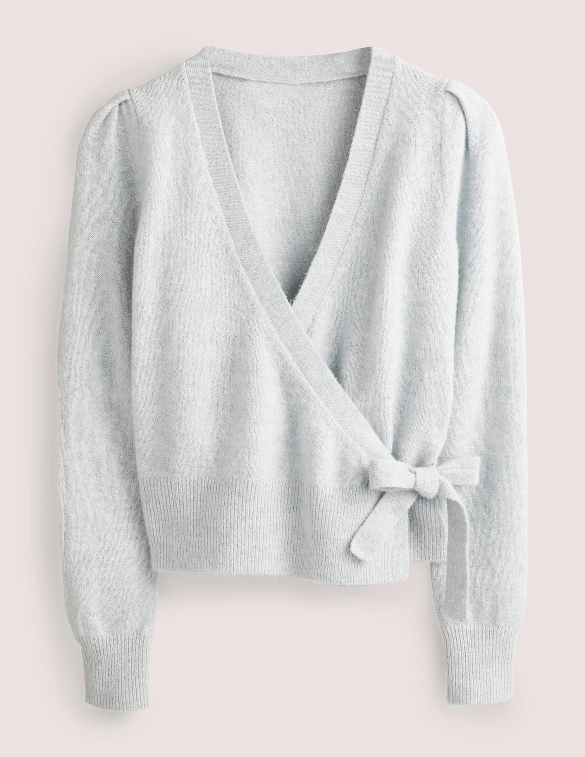 Fluffy Wrap Cardigan-Vintage Blue Melange - Image 5