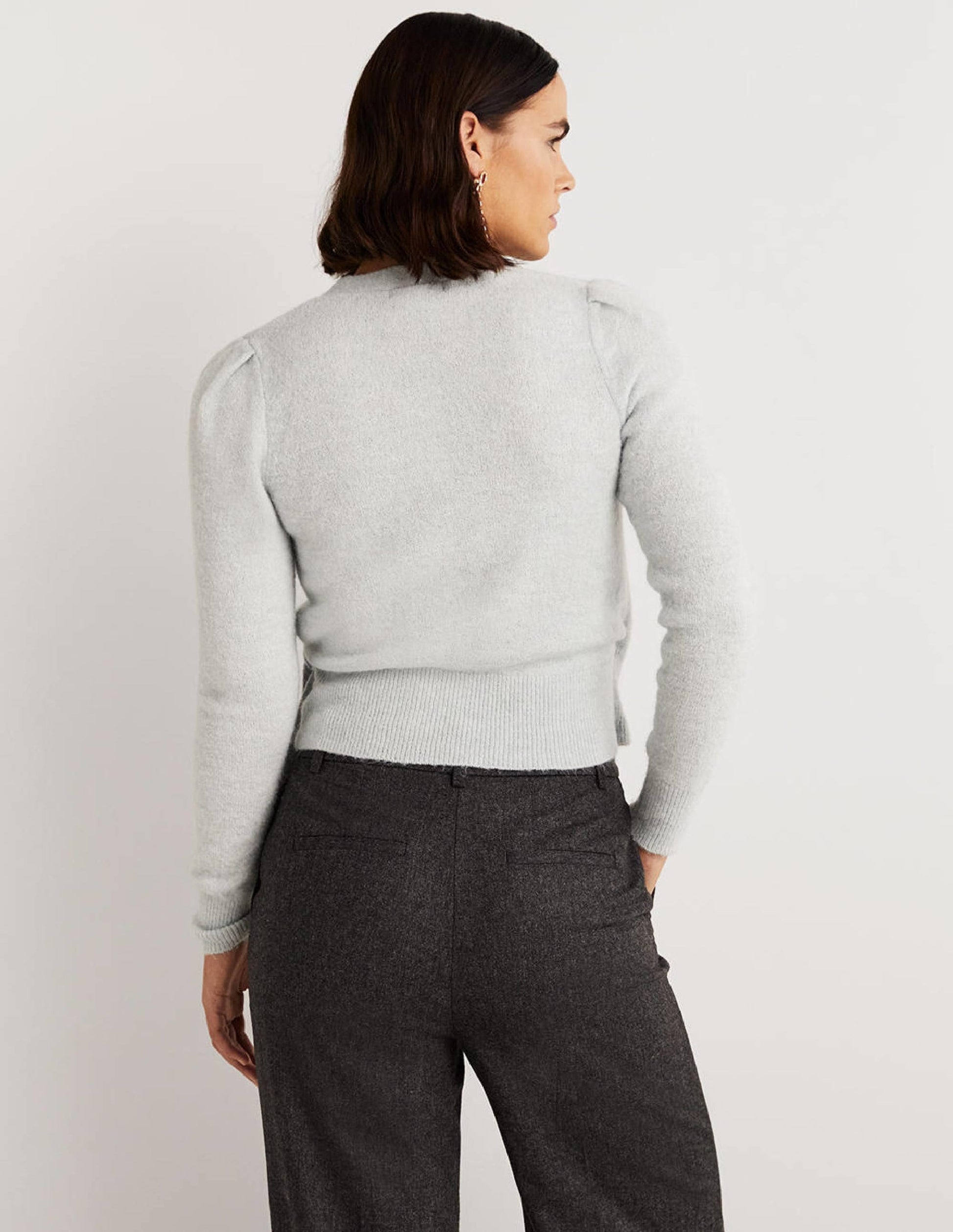 Fluffy Wrap Cardigan-Vintage Blue Melange-3