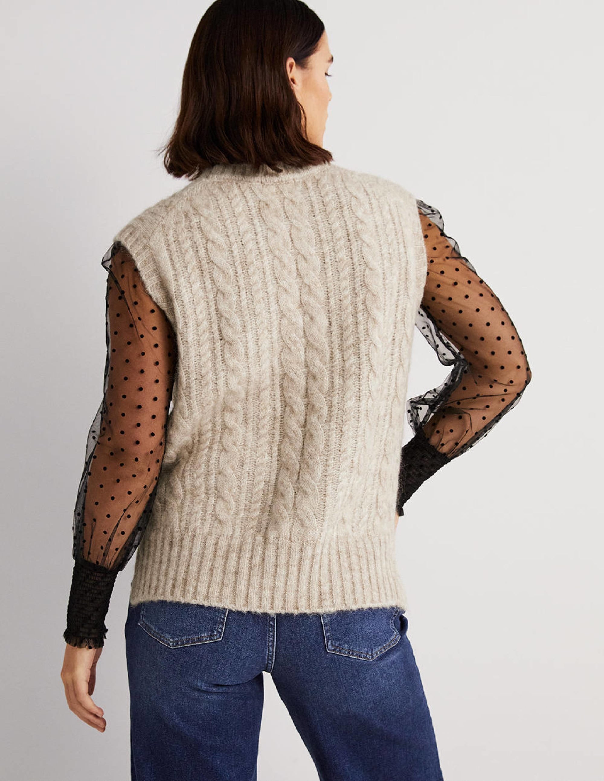 Relaxed Cable Tank Top-Chinchilla Melange - Image 3