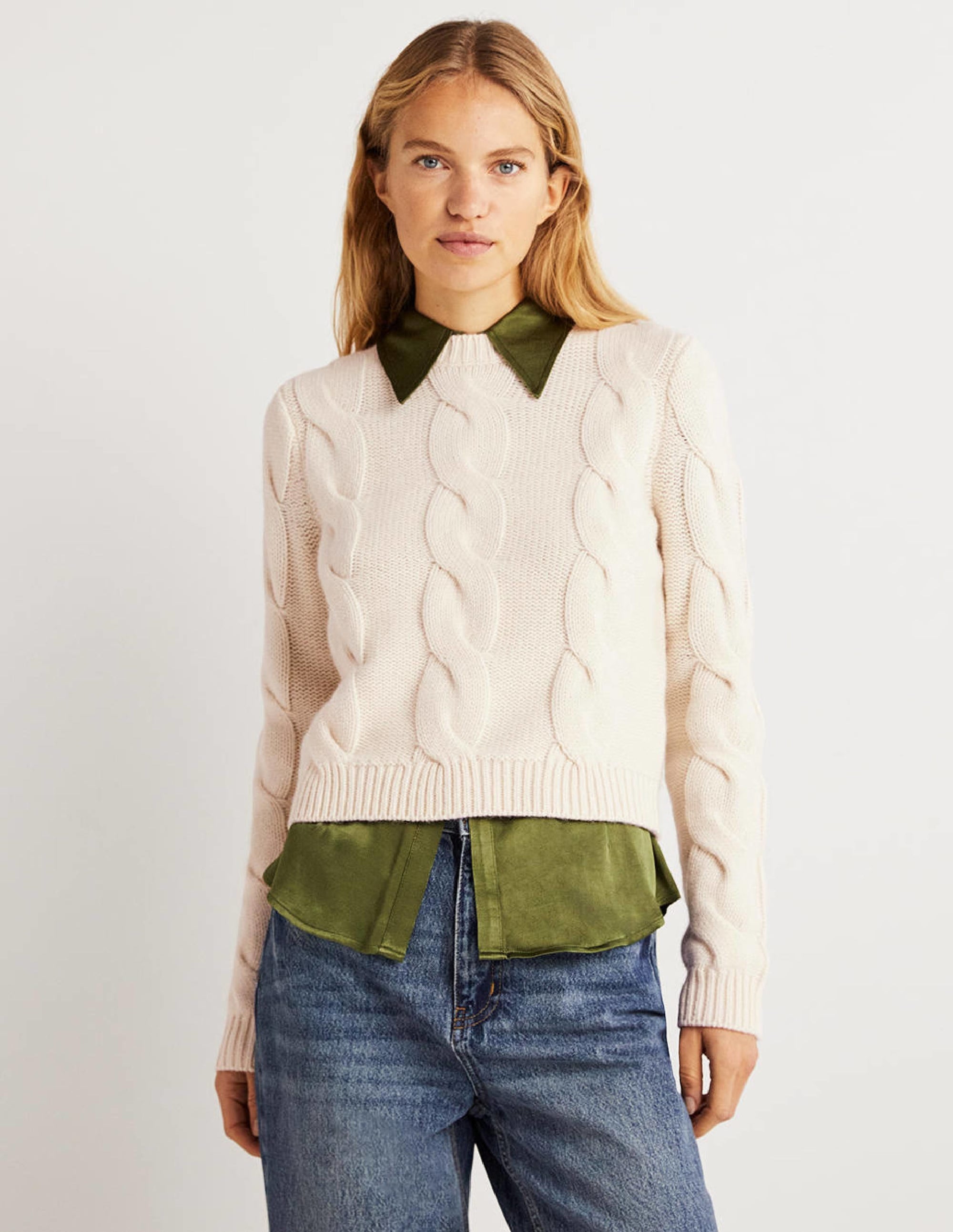 Chunky Cable Jumper-Warm Ivory - Image 1
