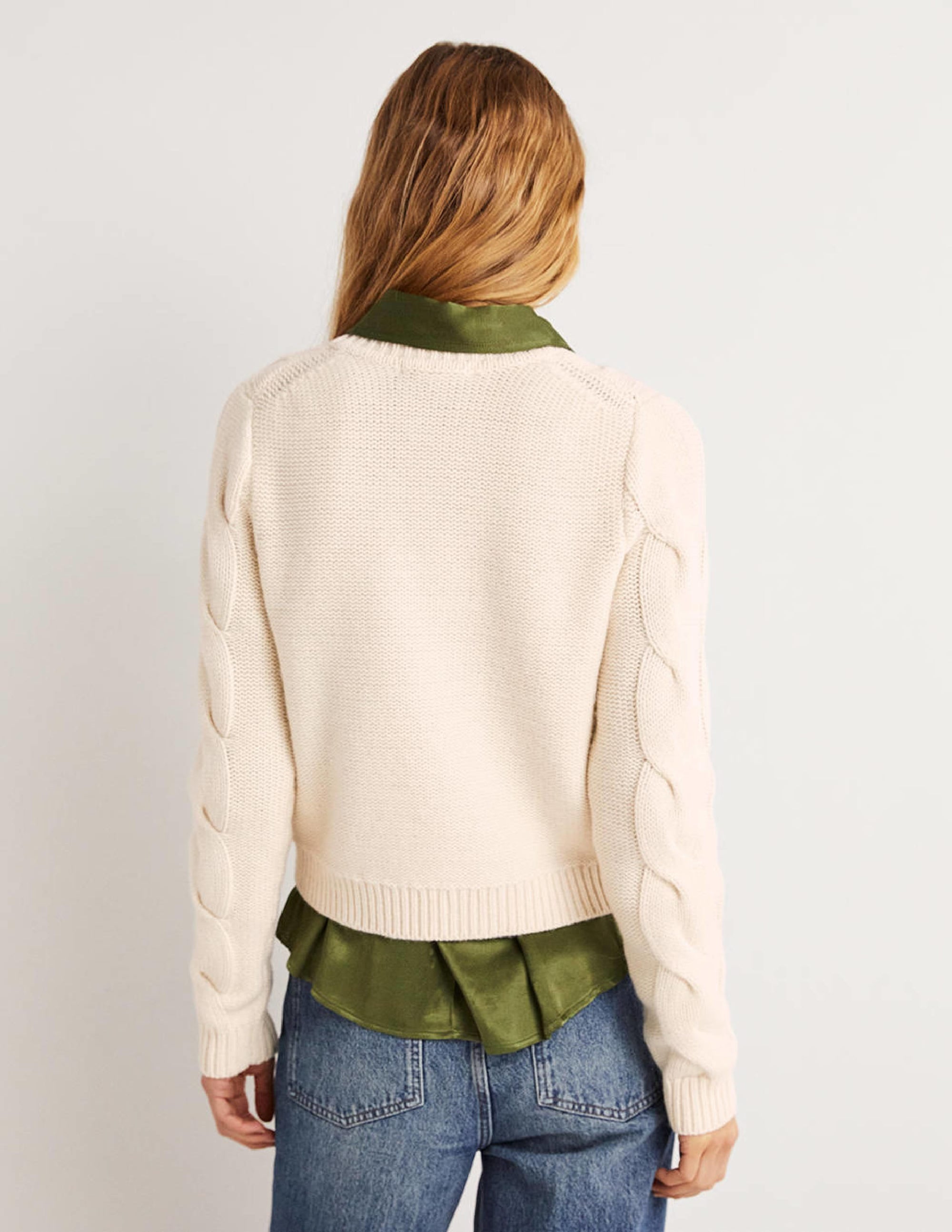 Chunky Cable Jumper-Warm Ivory - Image 3