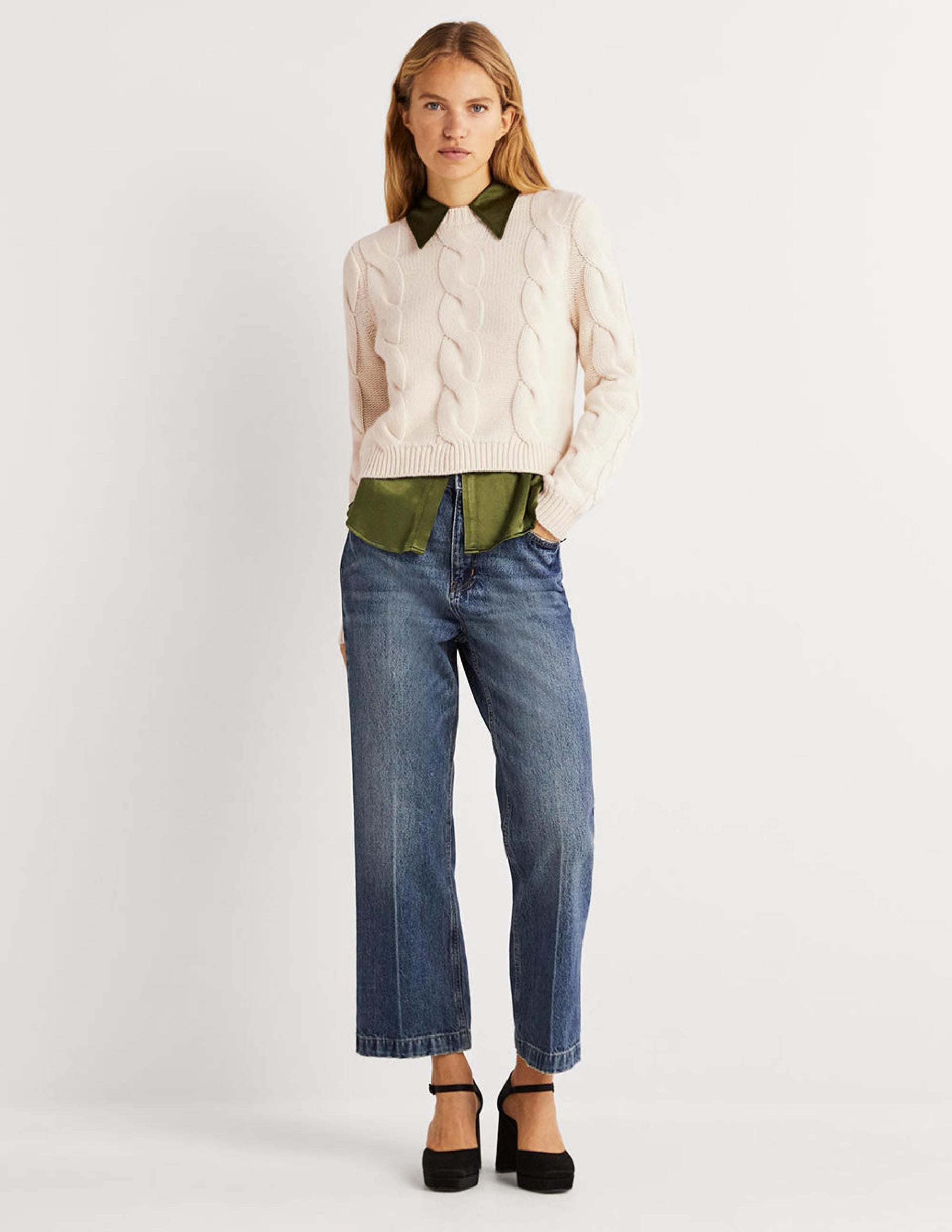 Chunky Cable Jumper-Warm Ivory - Image 4