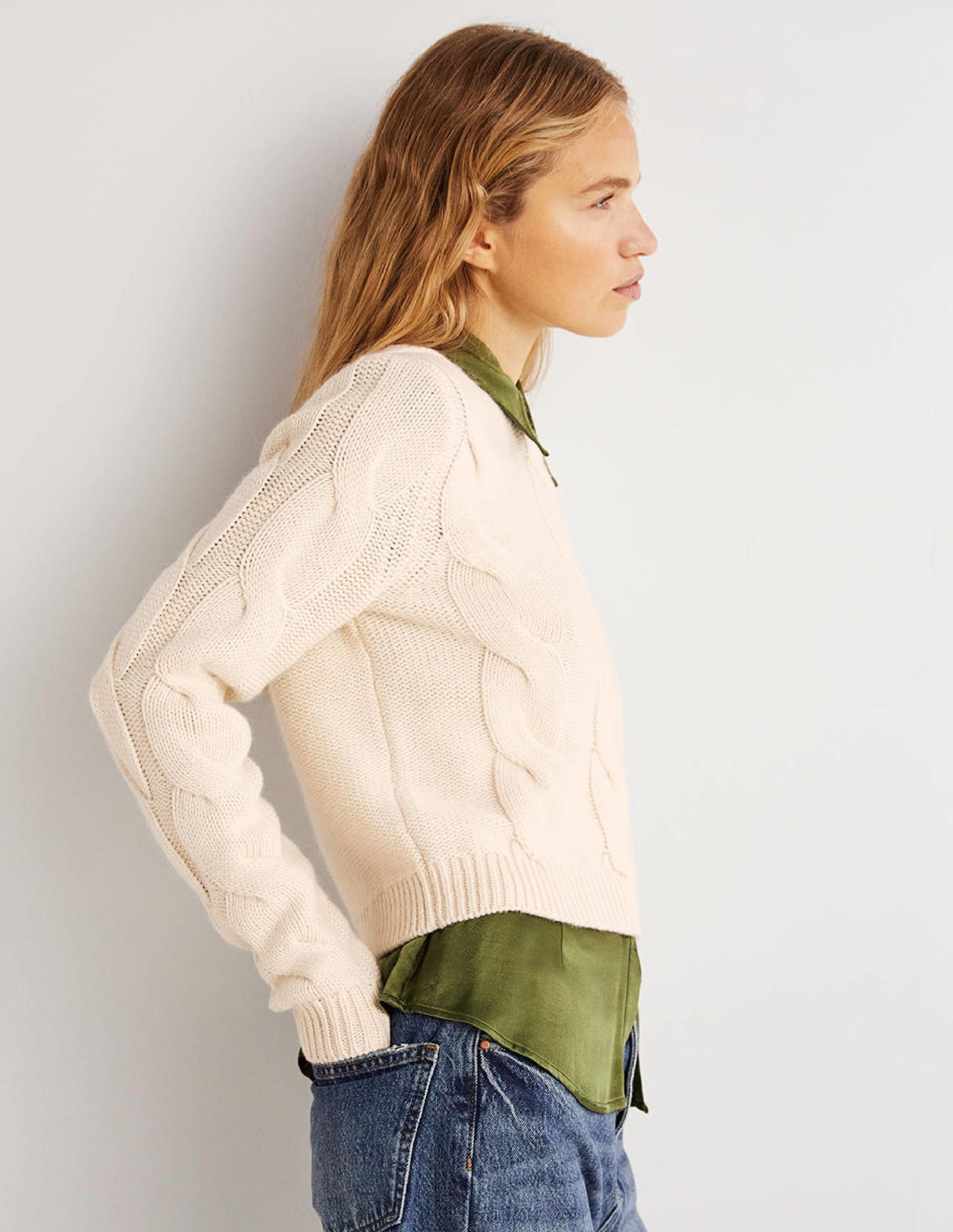 Chunky Cable Jumper-Warm Ivory - Image 5