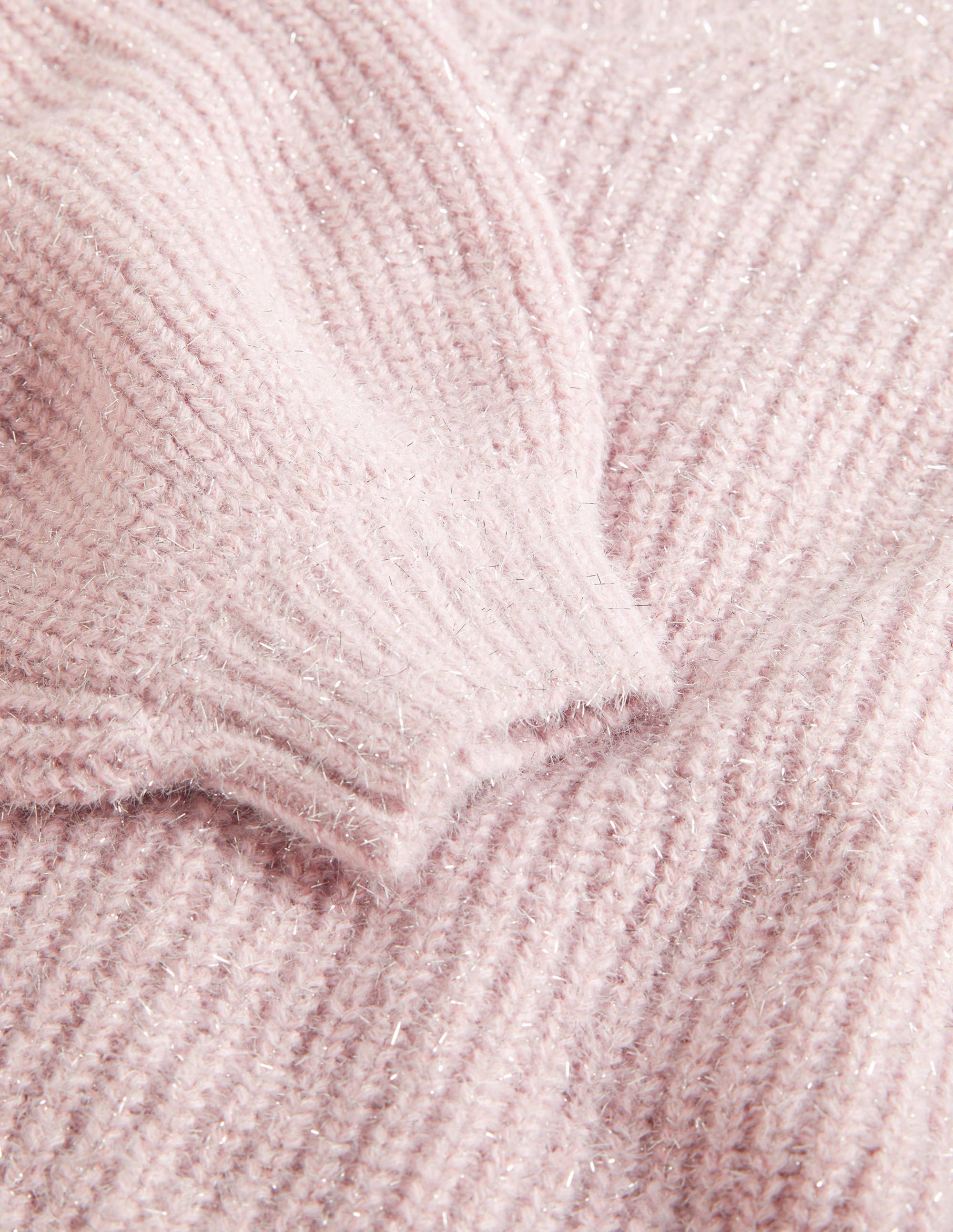 Chunky Fluffy V-Neck Jumper-Cameo Pink Sparkle - Image 6