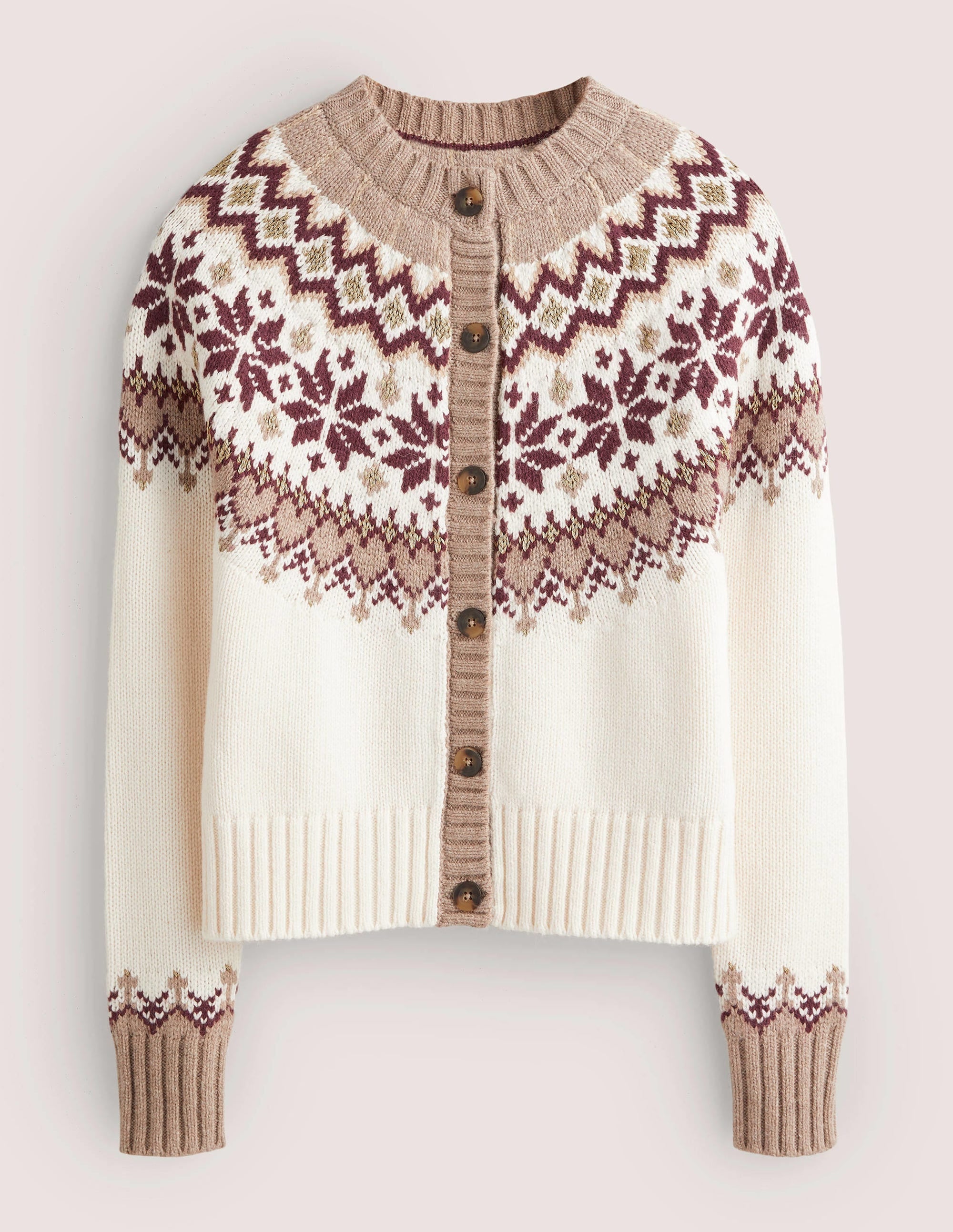 Chunky Fair Isle Cardigan-Warm Ivory Fair Isle - Image 6