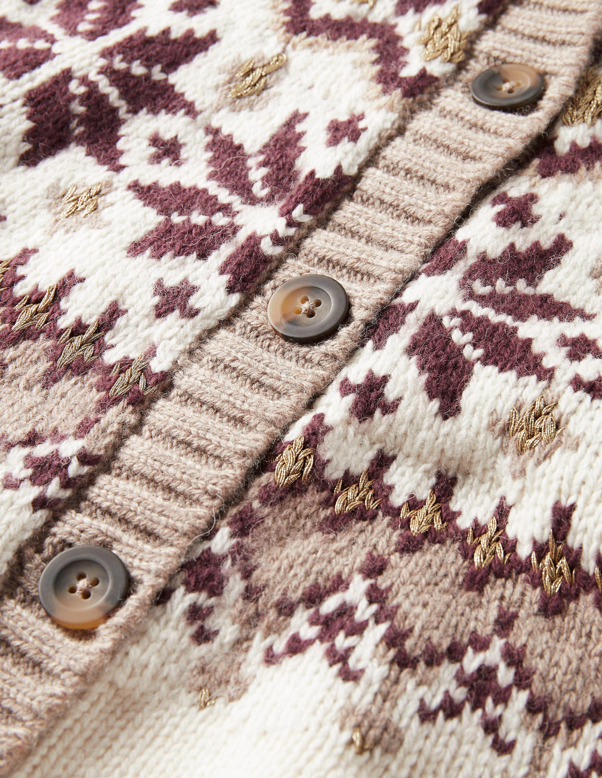 Chunky Fair Isle Cardigan-Warm Ivory Fair Isle - Image 7