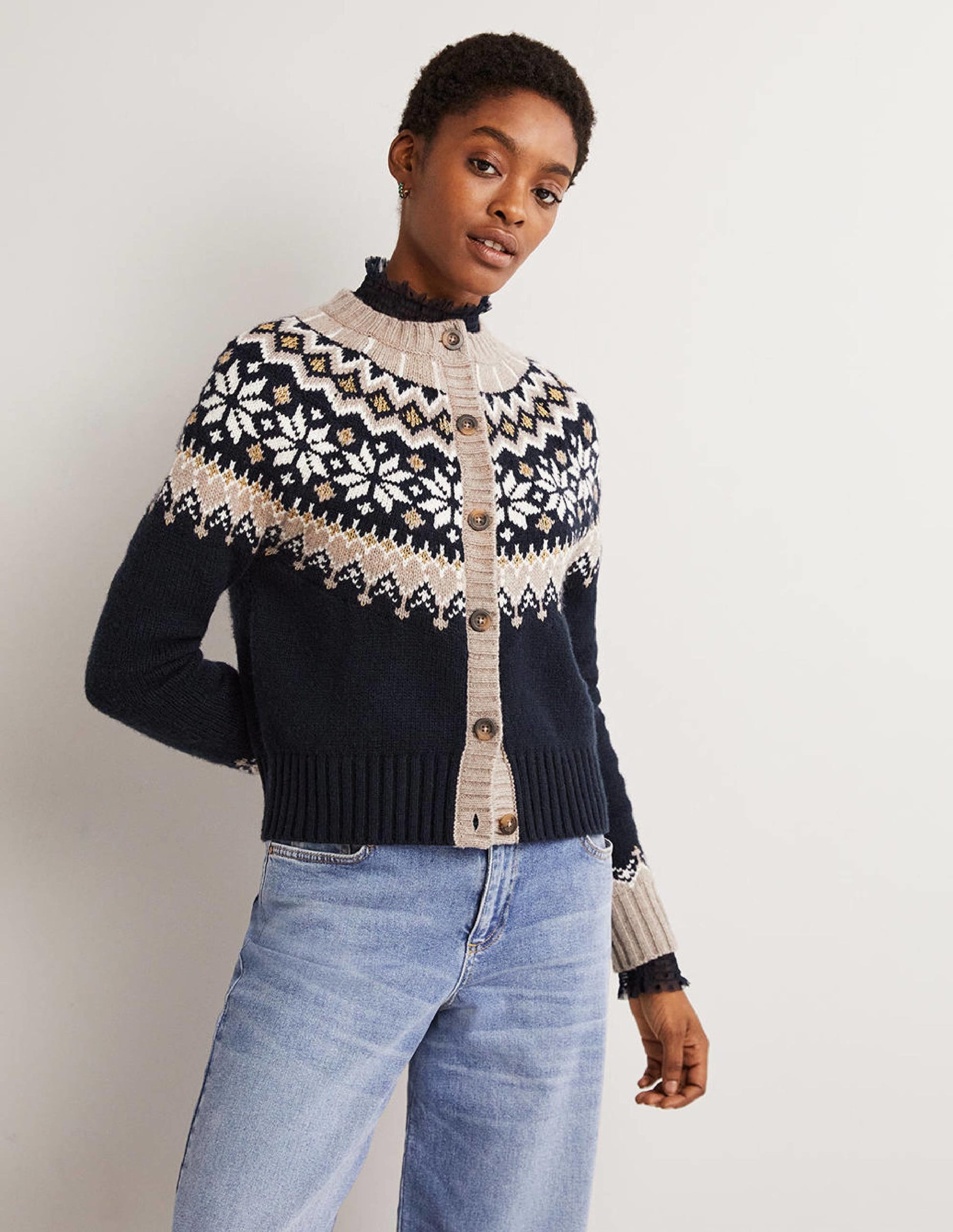 Chunky Fair Isle Cardigan-Navy, Chinchilla Fair Isle-1