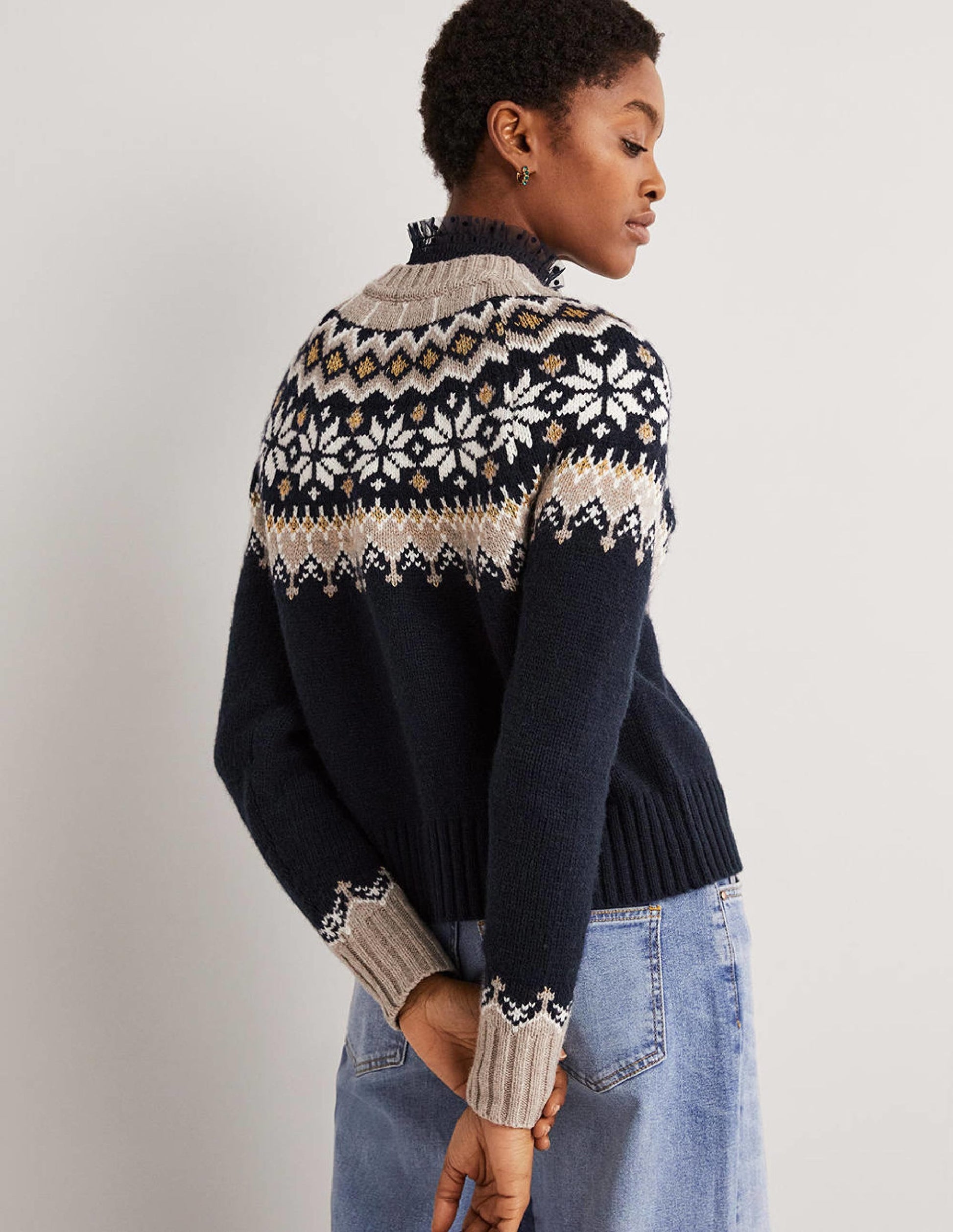 Chunky Fair Isle Cardigan-Navy, Chinchilla Fair Isle-3