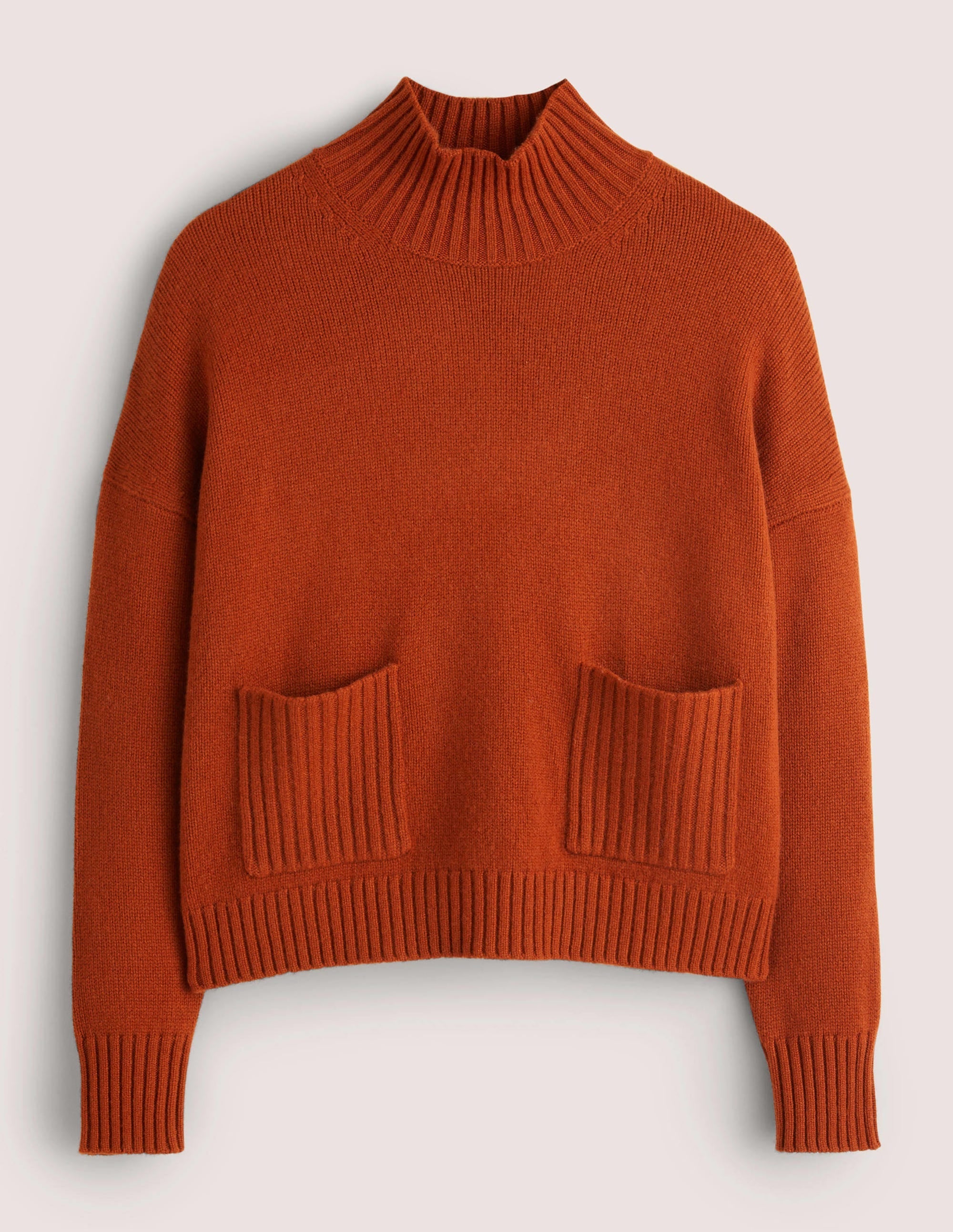 Cashmere High Neck Jumper-Copper Red - Image 5