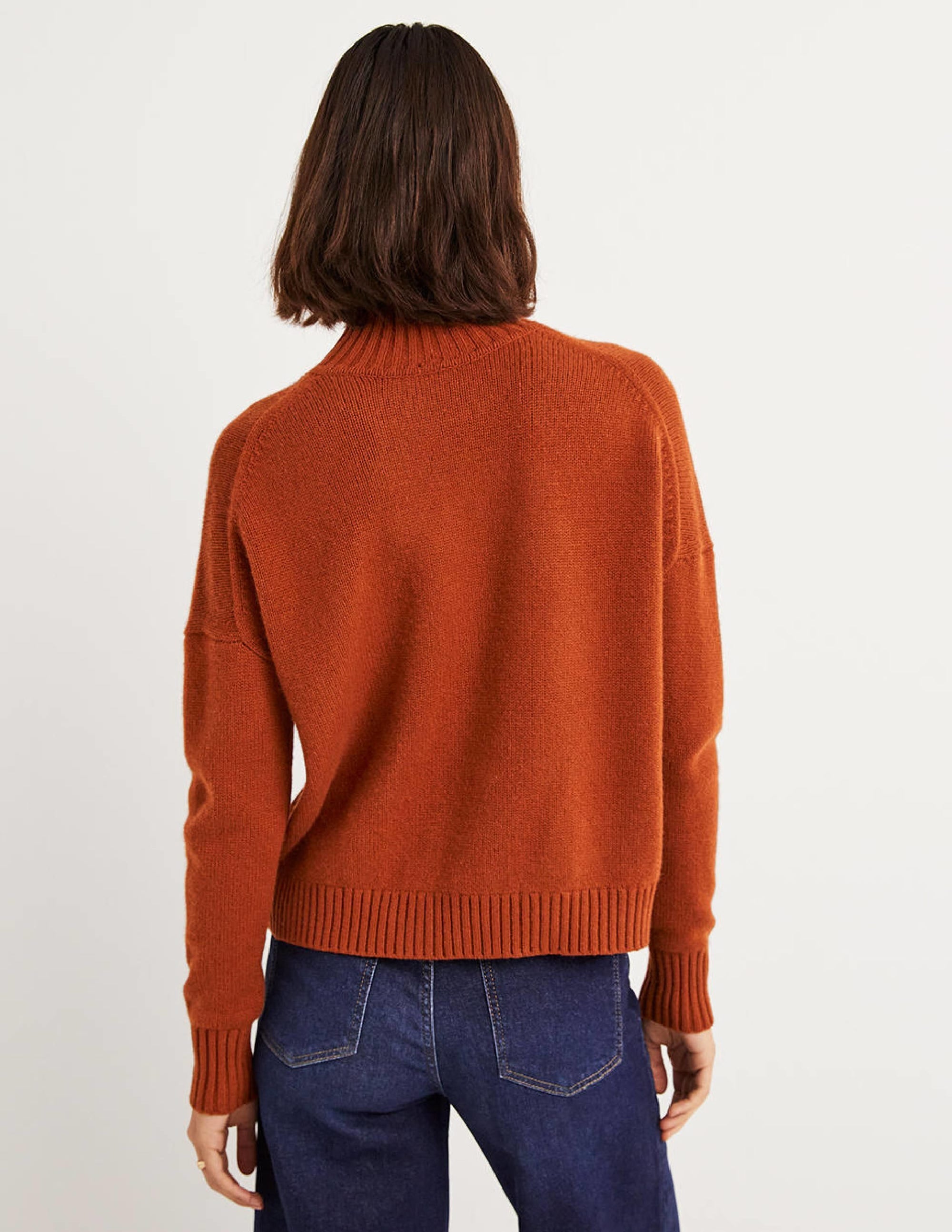 Cashmere High Neck Jumper-Copper Red - Image 2