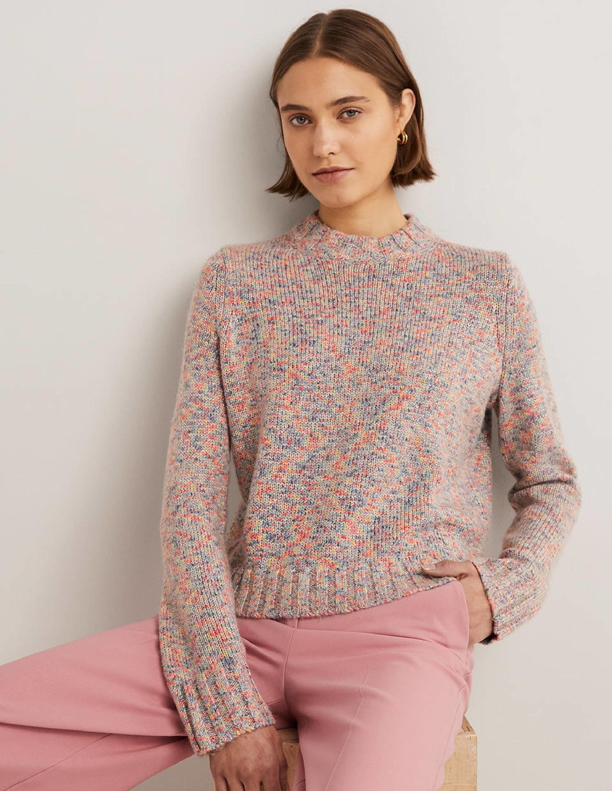 Speckled Fluffy Jumper-Grey Melange-1