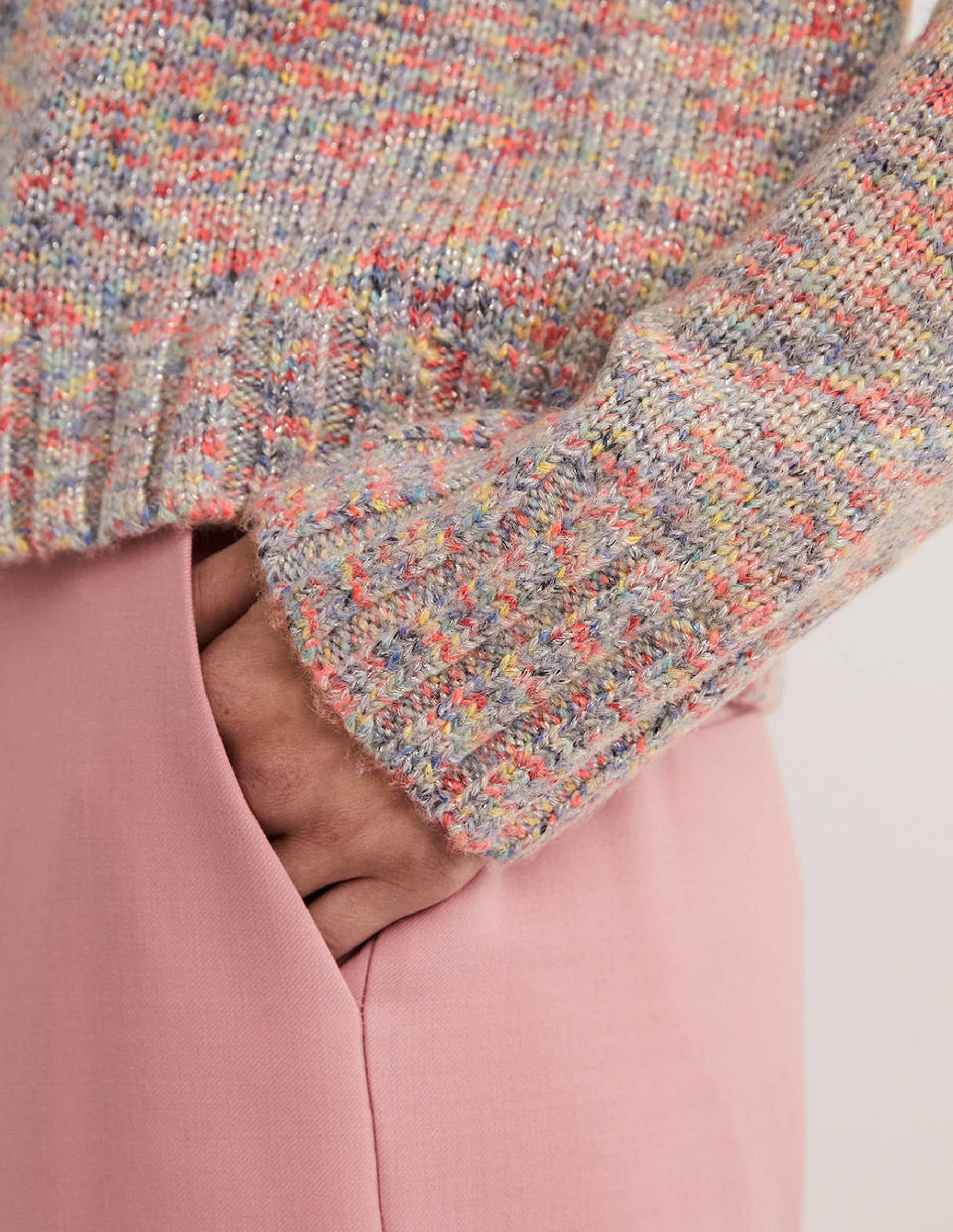Speckled Fluffy Jumper-Grey Melange - Image 2