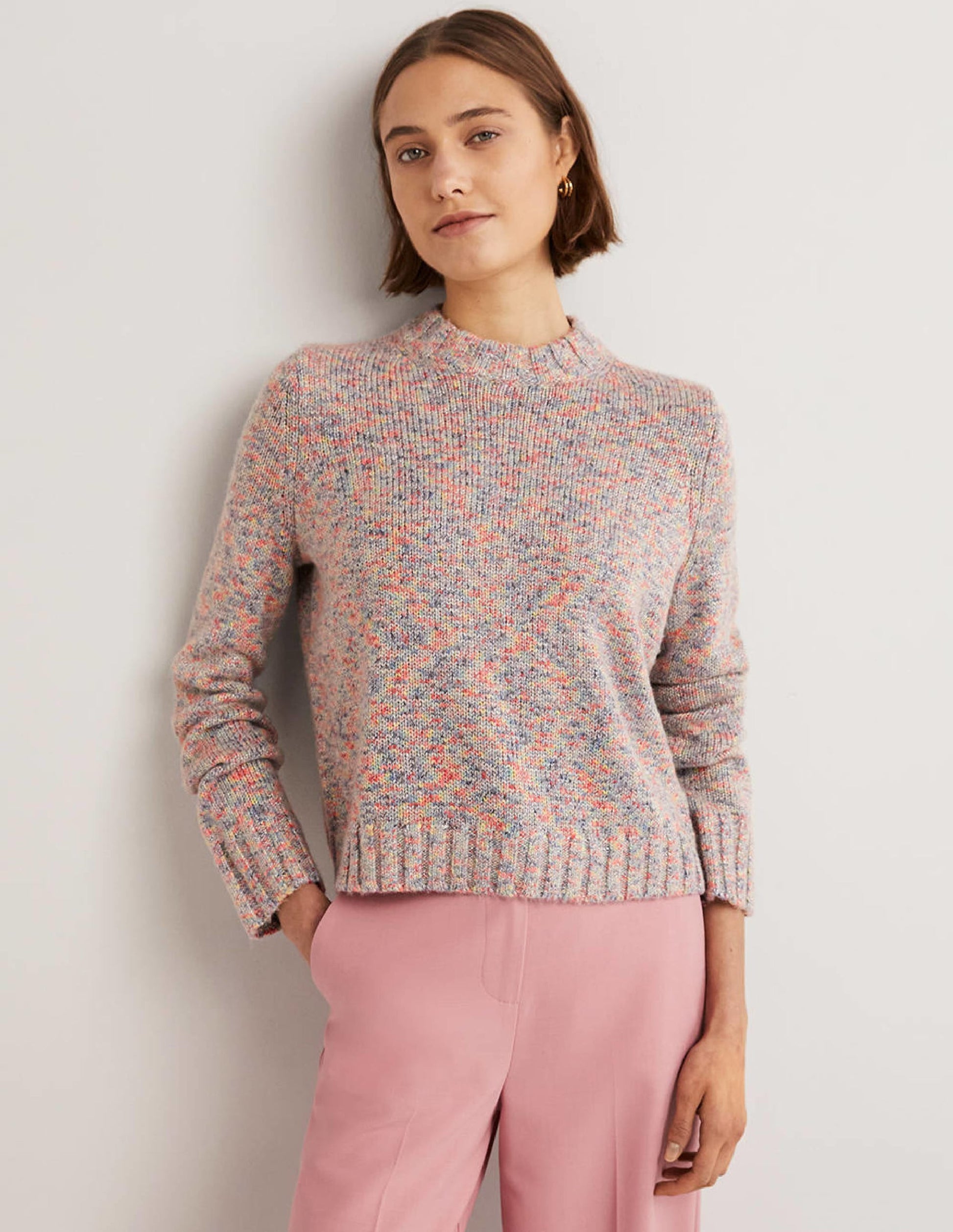 Speckled Fluffy Jumper-Grey Melange-4
