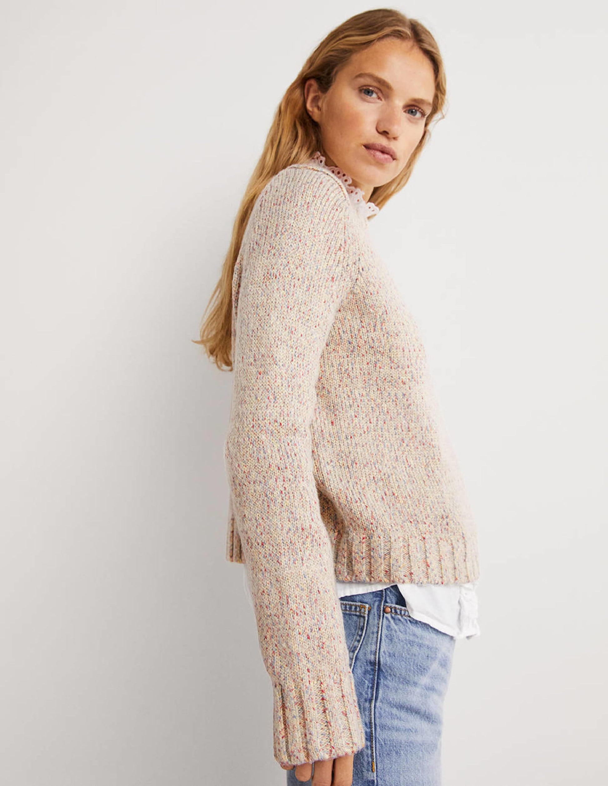 Speckled Fluffy Jumper-Ivory-5