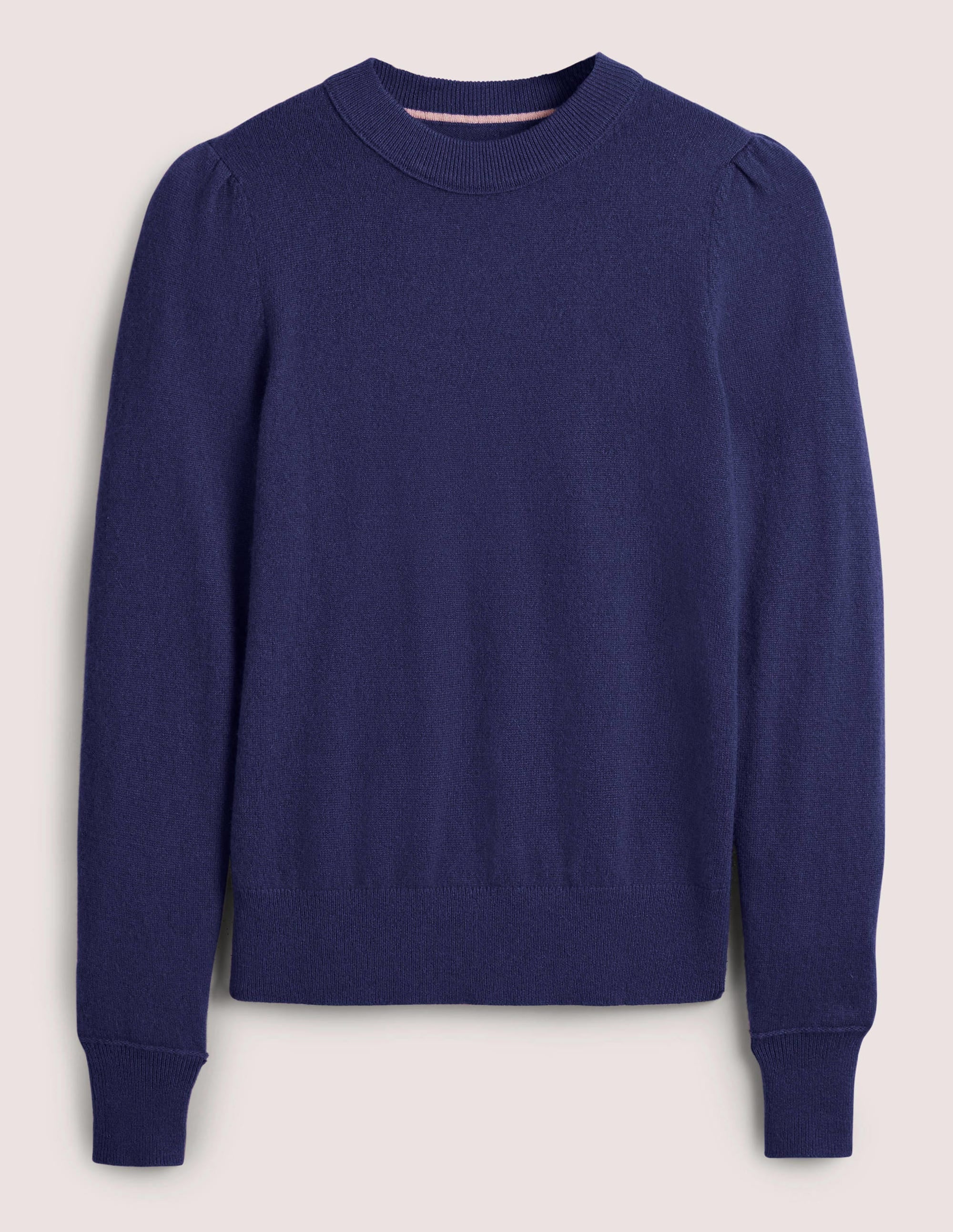 Cashmere Puff Shoulder Jumper-Navy - Image 6