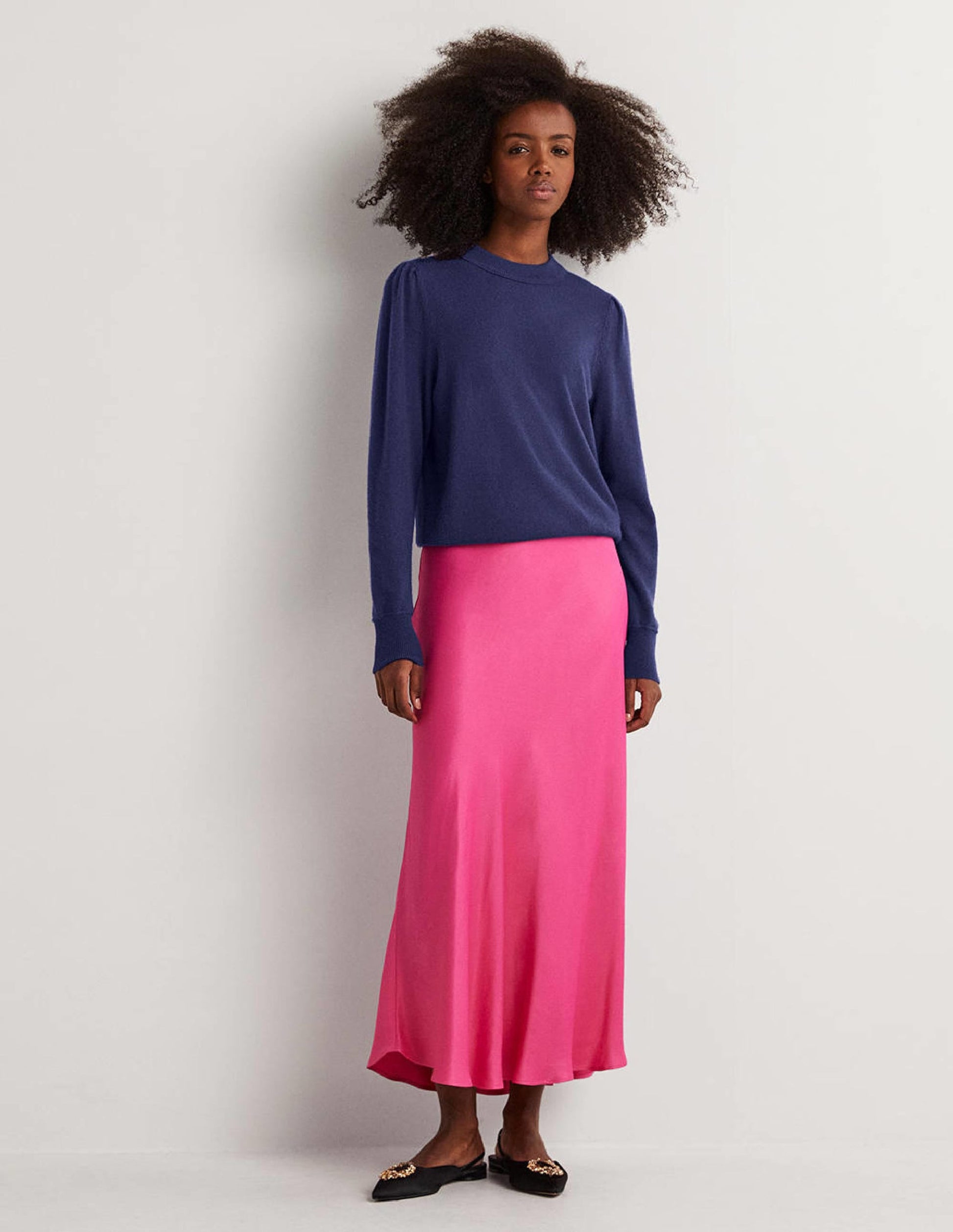 Cashmere Puff Shoulder Jumper-Navy-4