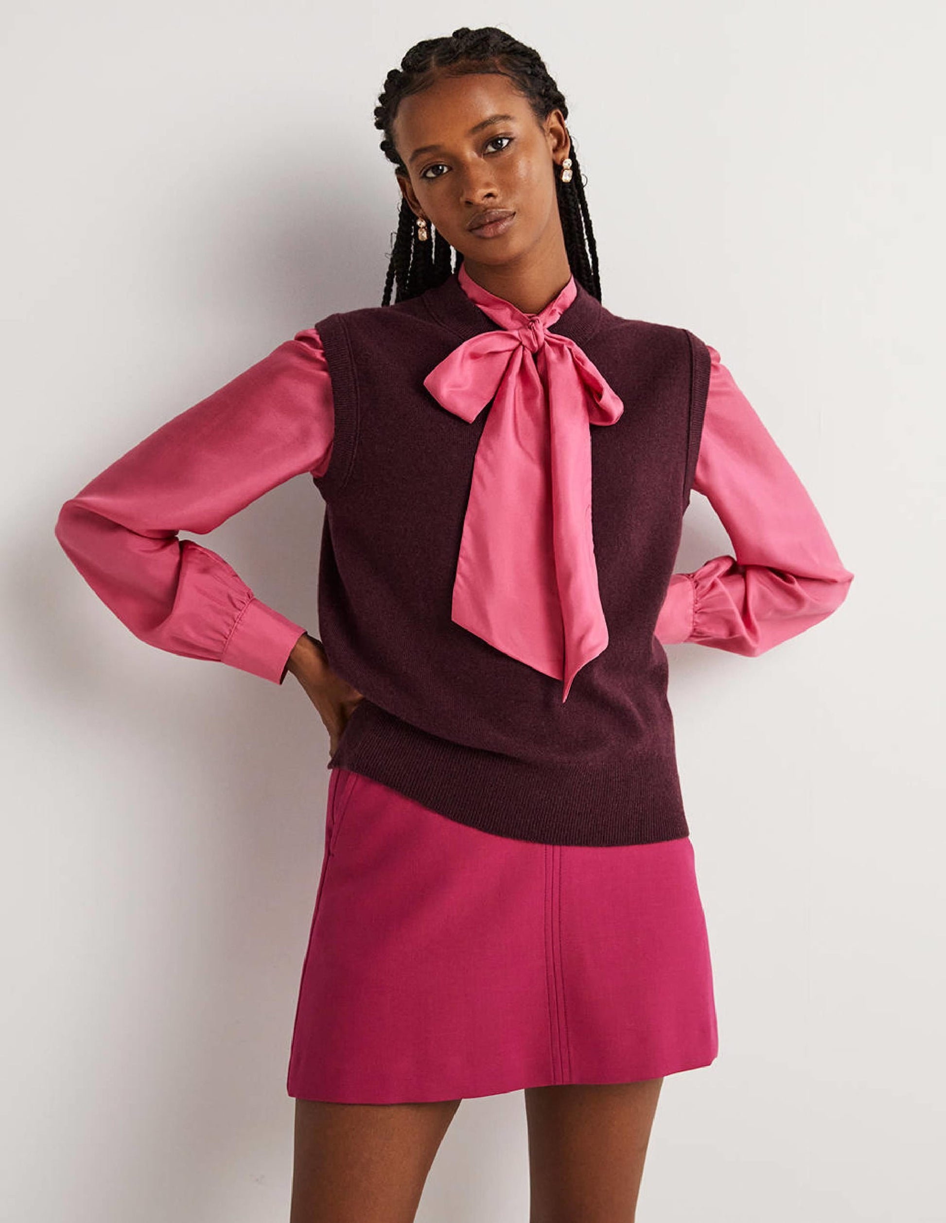 Cashmere Crew Neck Tank-Mulled Wine Melange-1