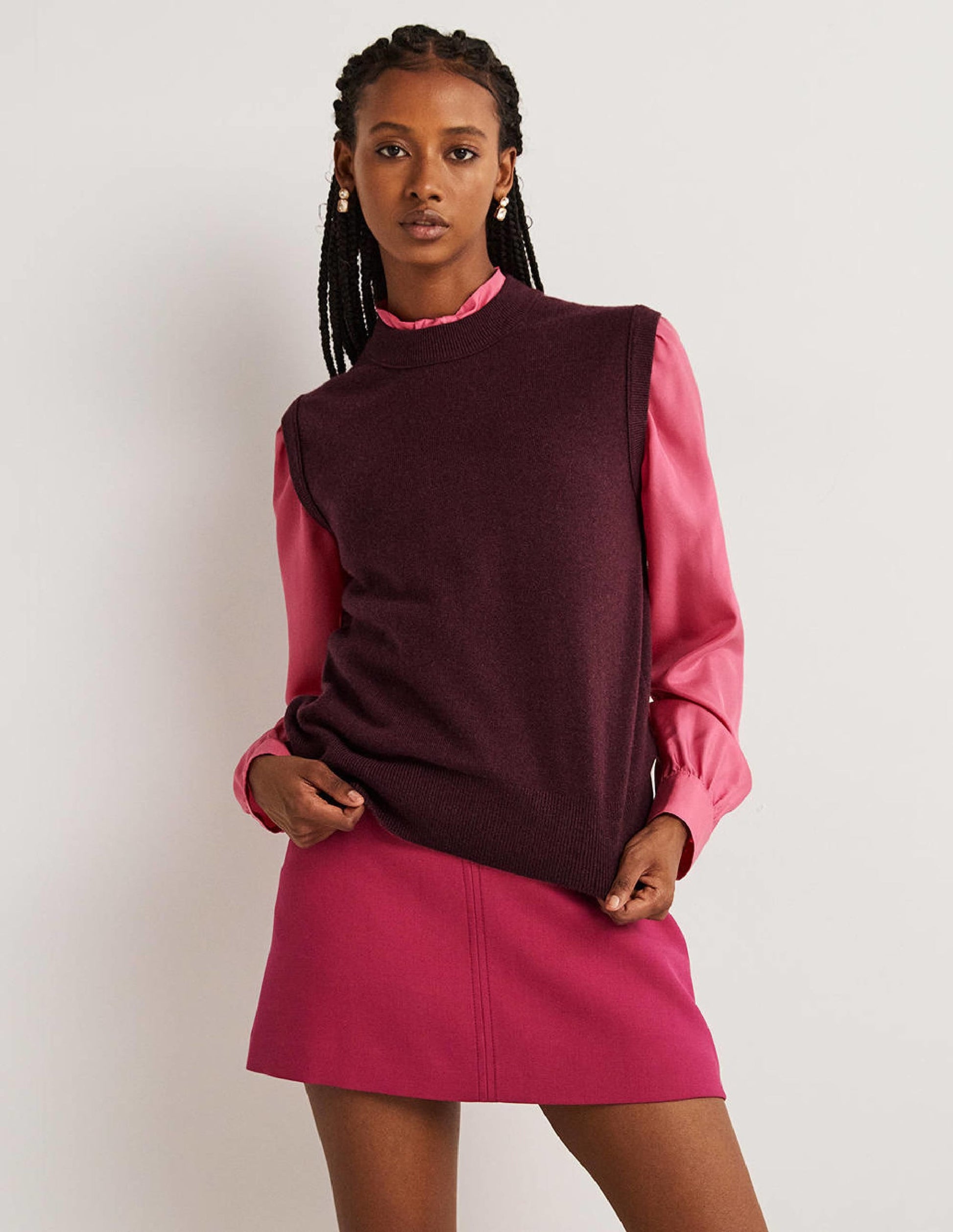 Cashmere Crew Neck Tank-Mulled Wine Melange-2