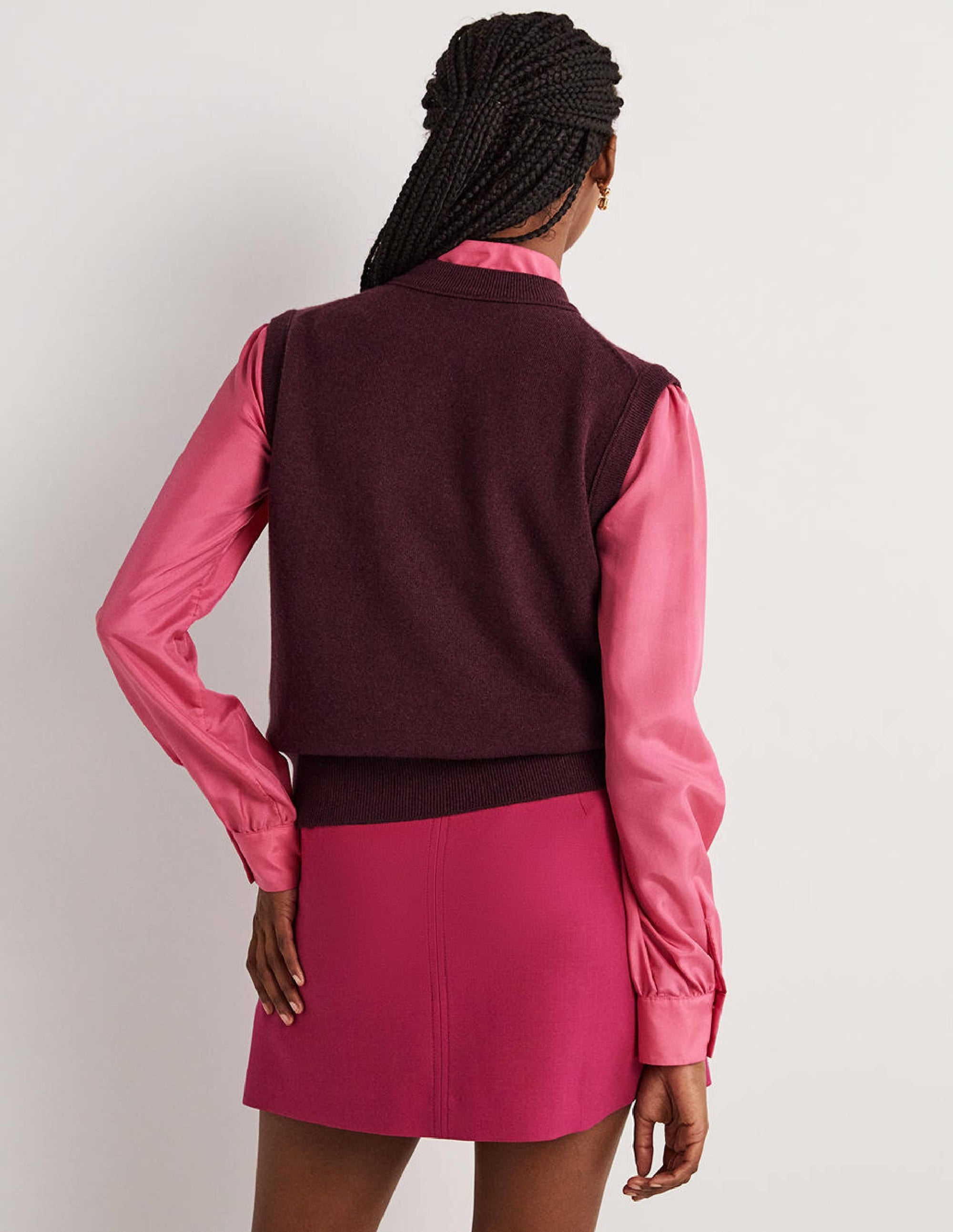 Cashmere Crew Neck Tank-Mulled Wine Melange - Image 4