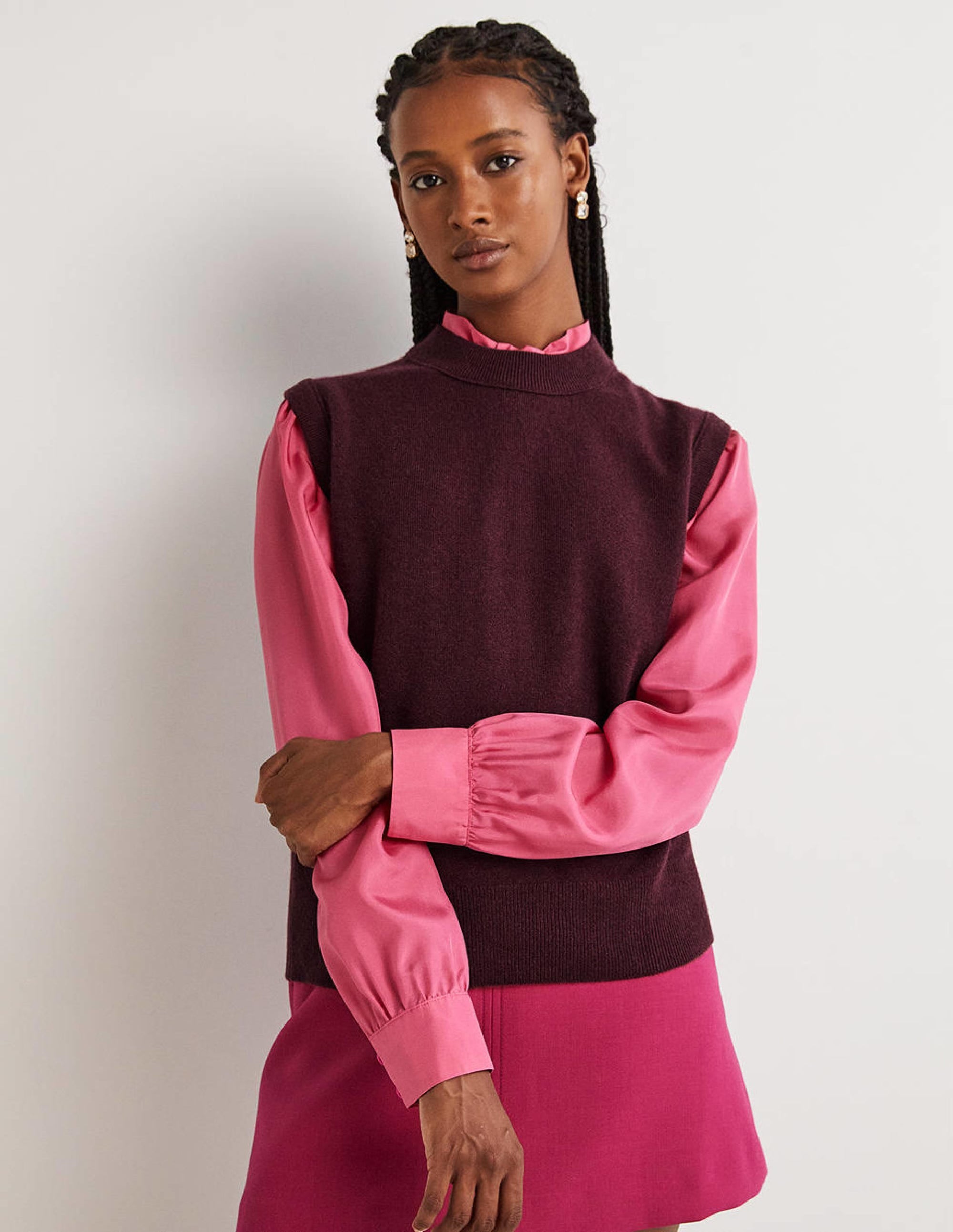 Cashmere Crew Neck Tank-Mulled Wine Melange - Image 5
