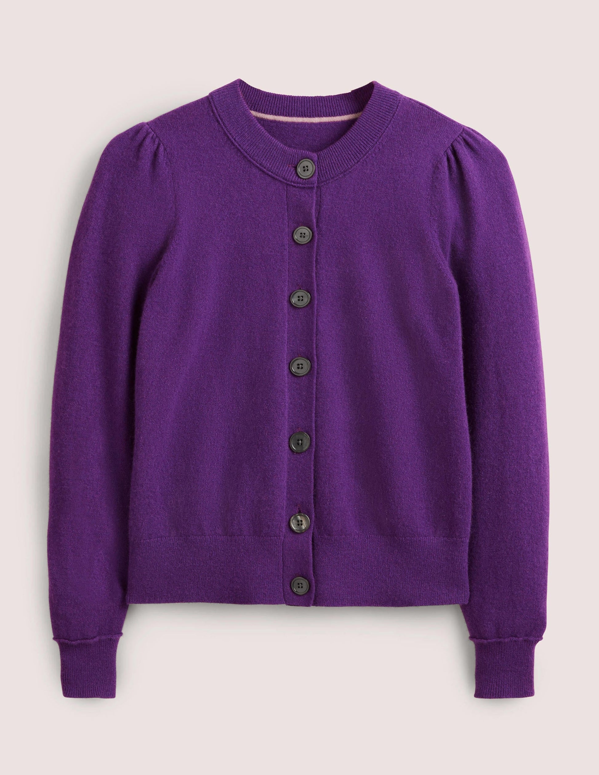 Cashmere Crew Neck Cardigan-Imperial Purple-6