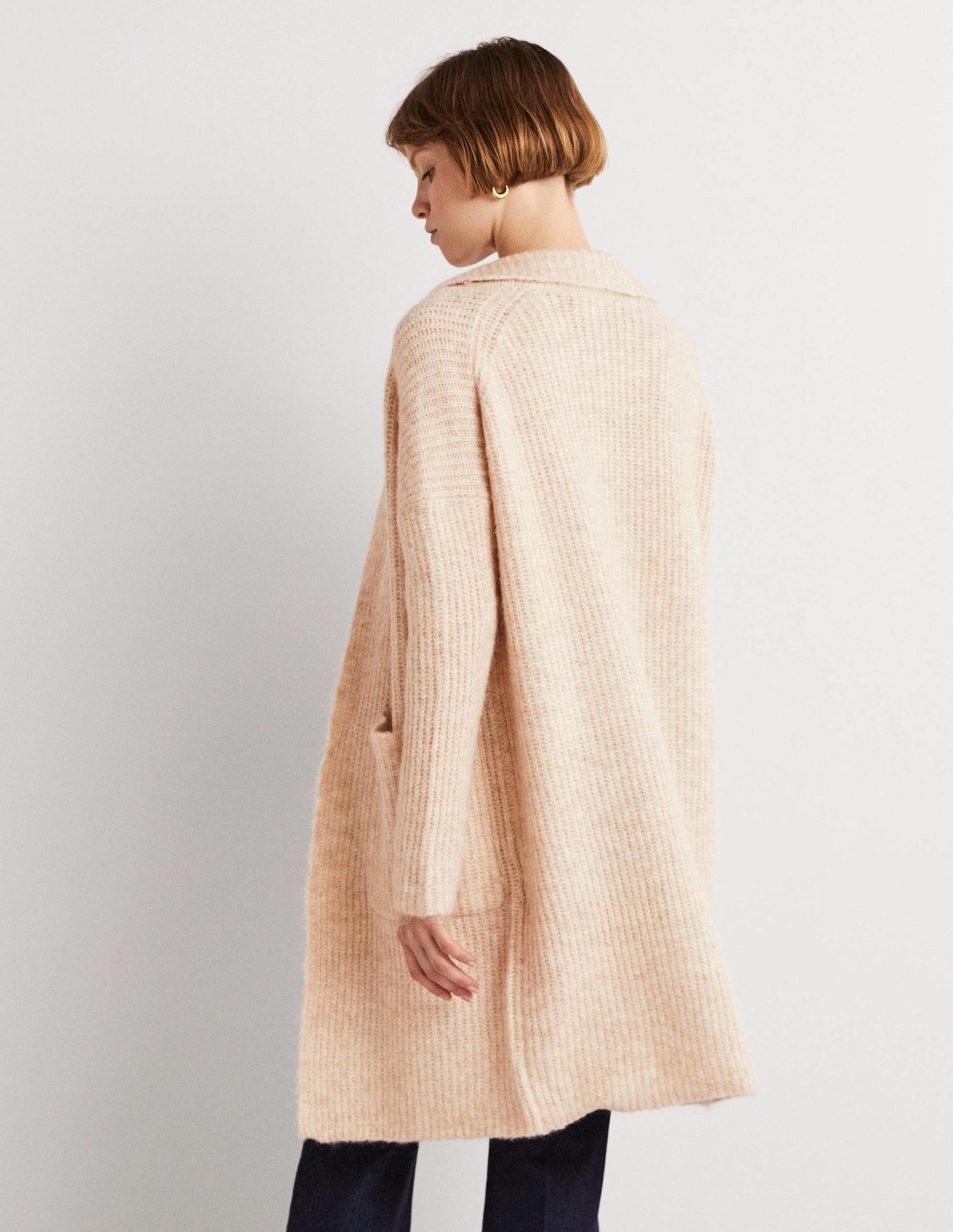 Fluffy Ribbed Coatigan-Oatmeal Melange-3
