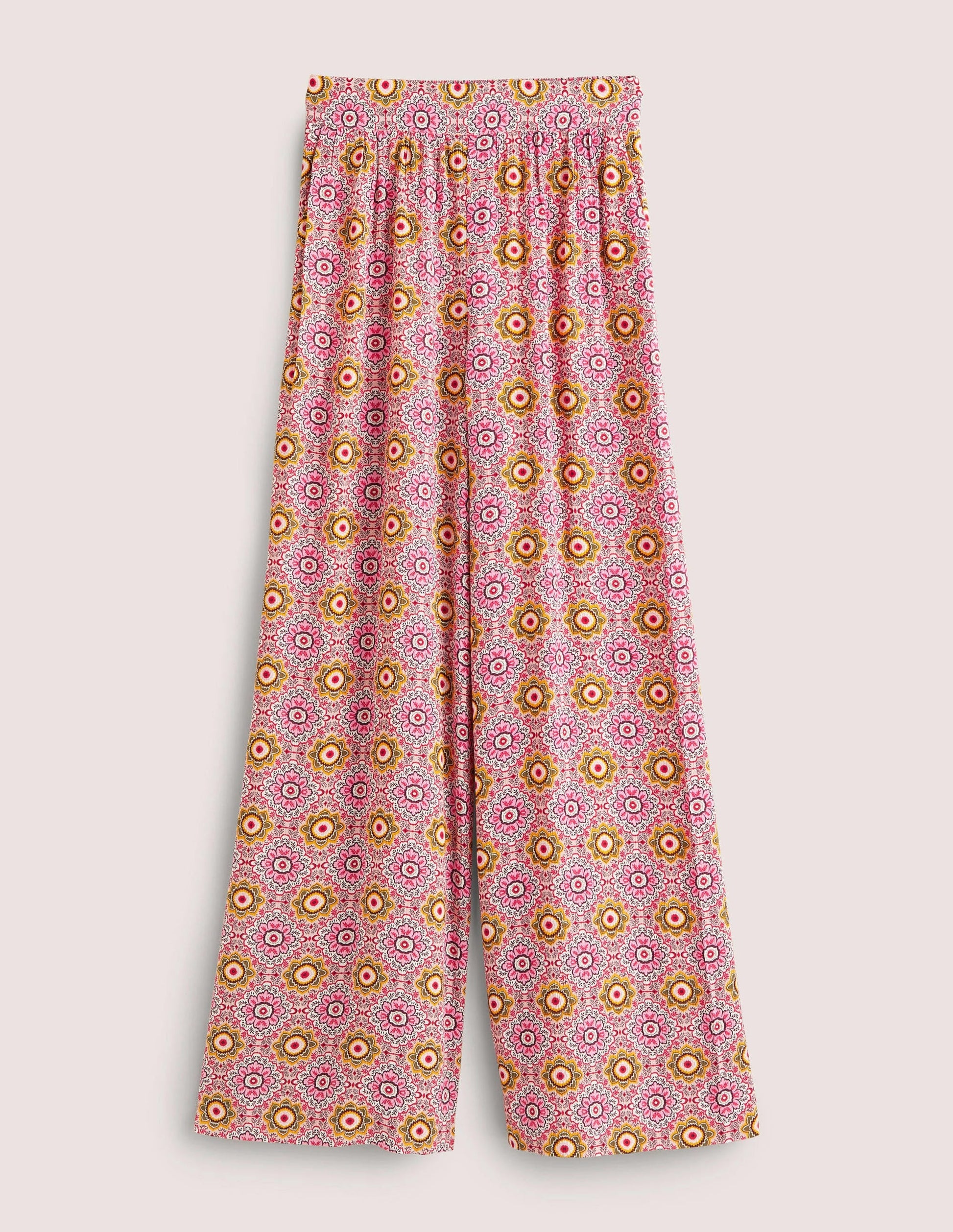 Grace Crinkle Wide Leg Trouser-Milkshake, Paradise Garden-5
