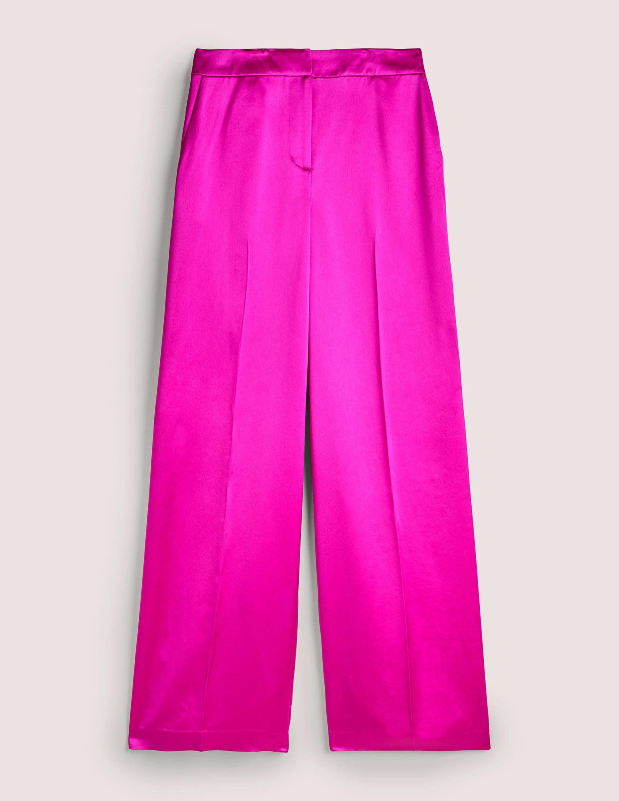 Wide Leg Satin Trousers-Fuchsia Satin - Image 5