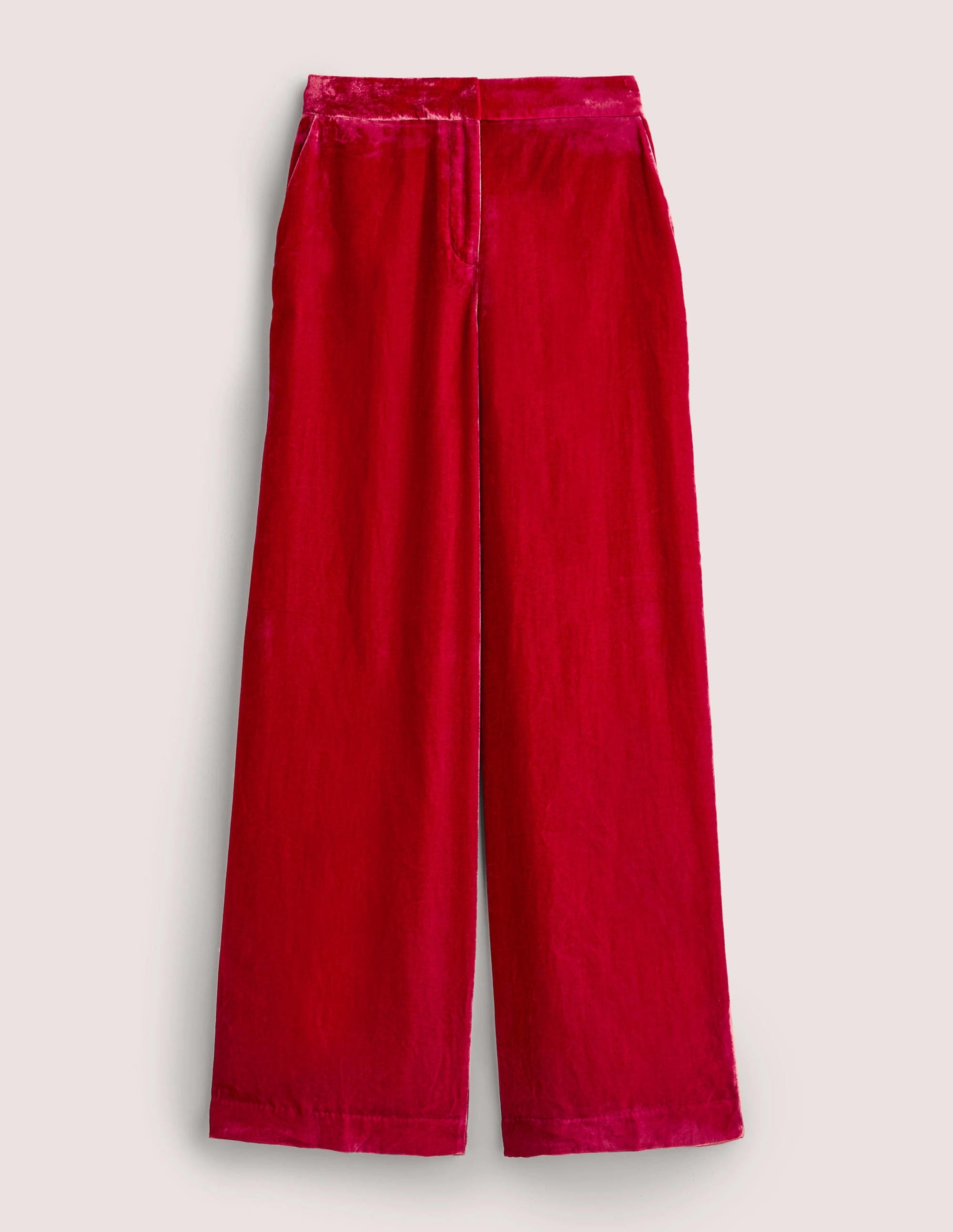 Red Velvet Wide-Leg Trousers-Red Velvet - Image 5