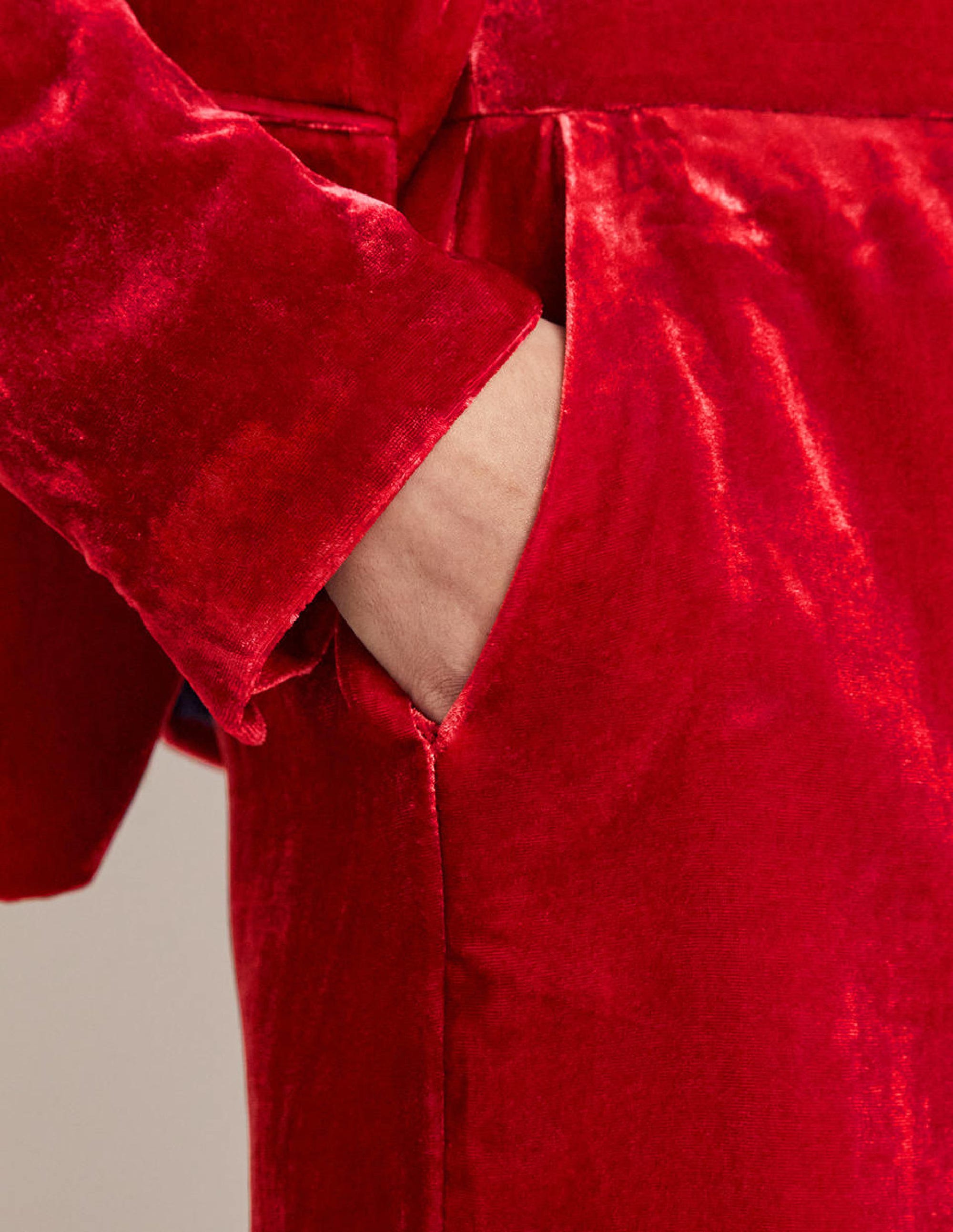 Red Velvet Wide-Leg Trousers-Red Velvet - Image 2