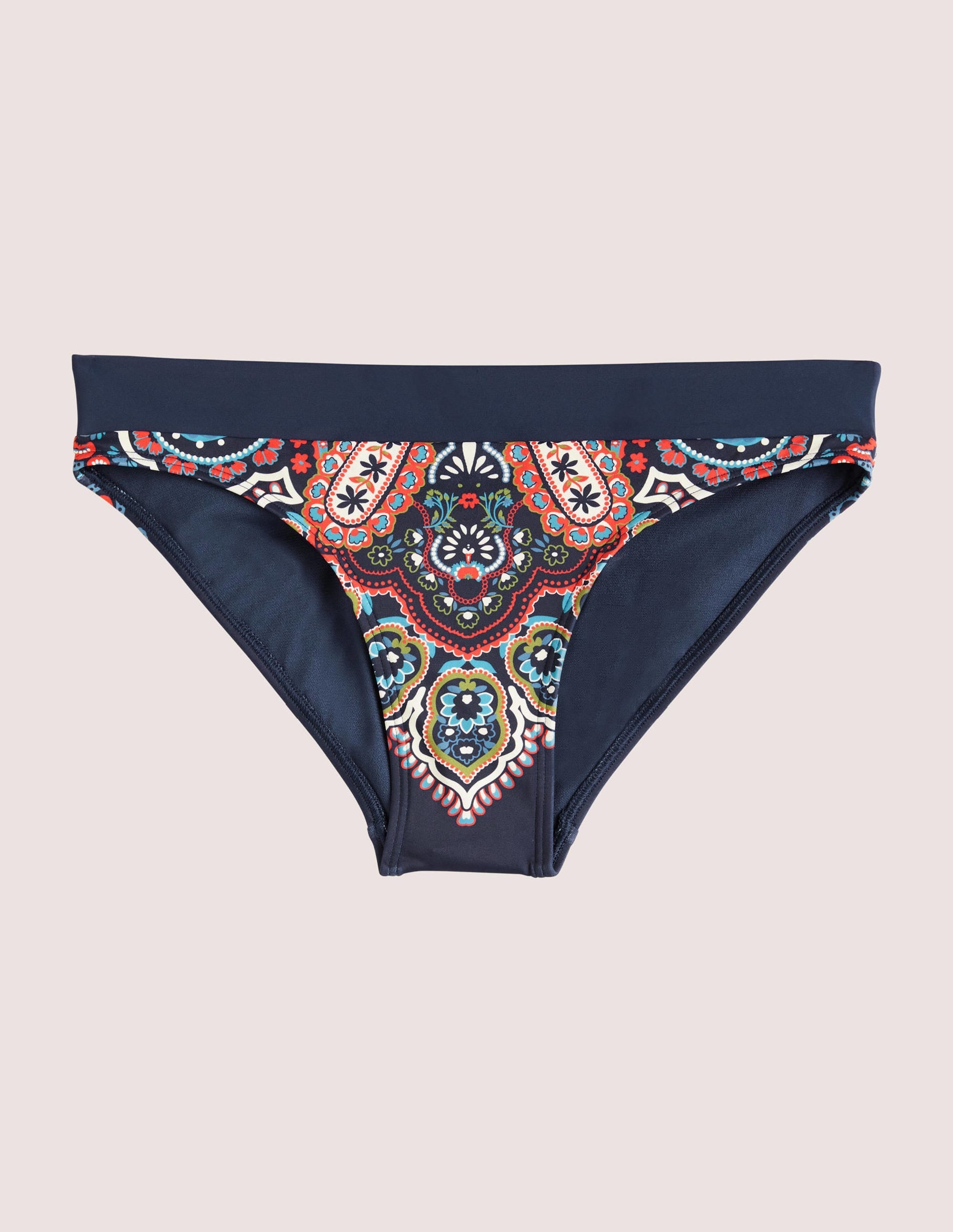 Ithaca Panel Bikini Bottoms-French Navy, Botanic Paisley - Image 5