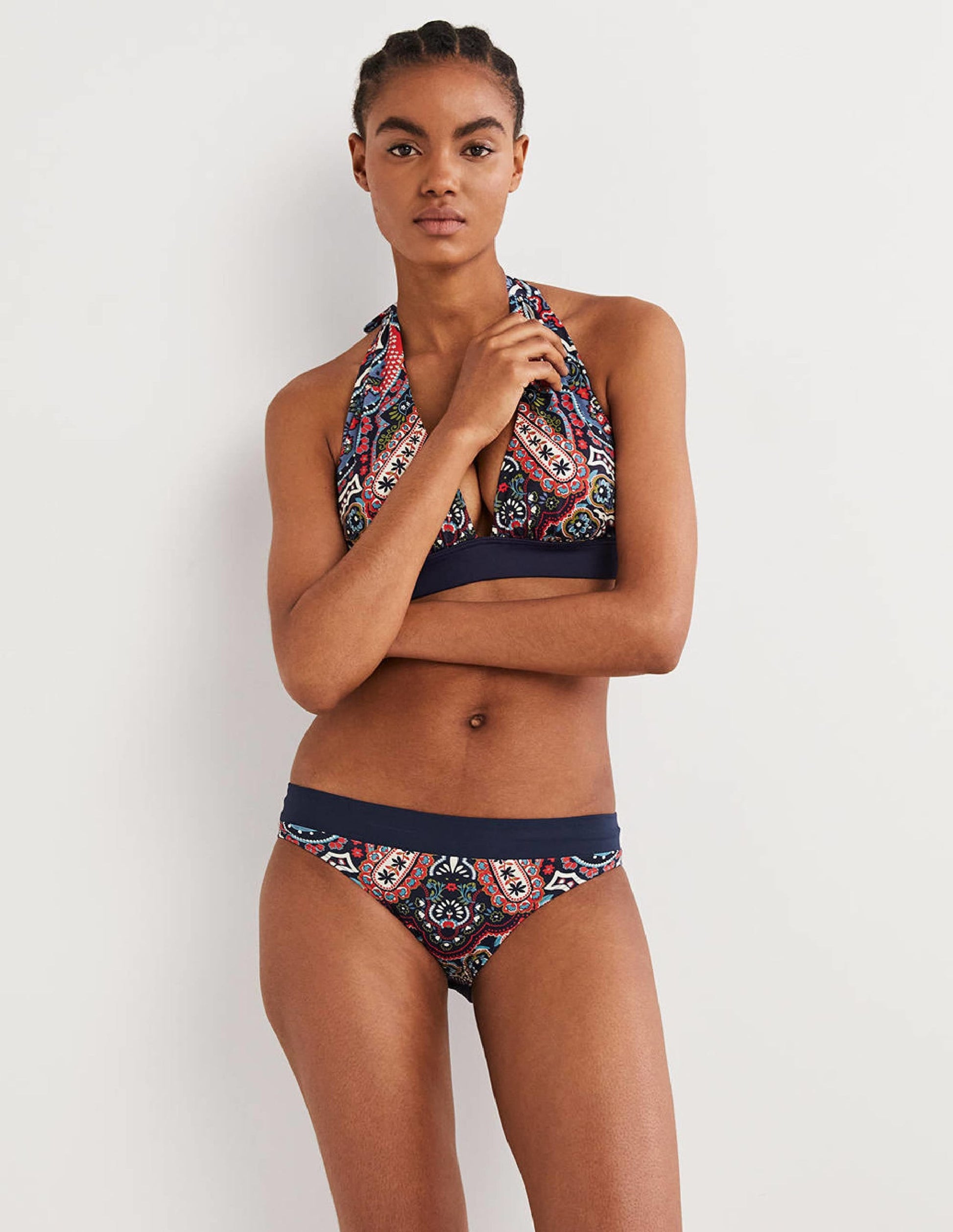 Ithaca Panel Bikini Bottoms-French Navy, Botanic Paisley-1
