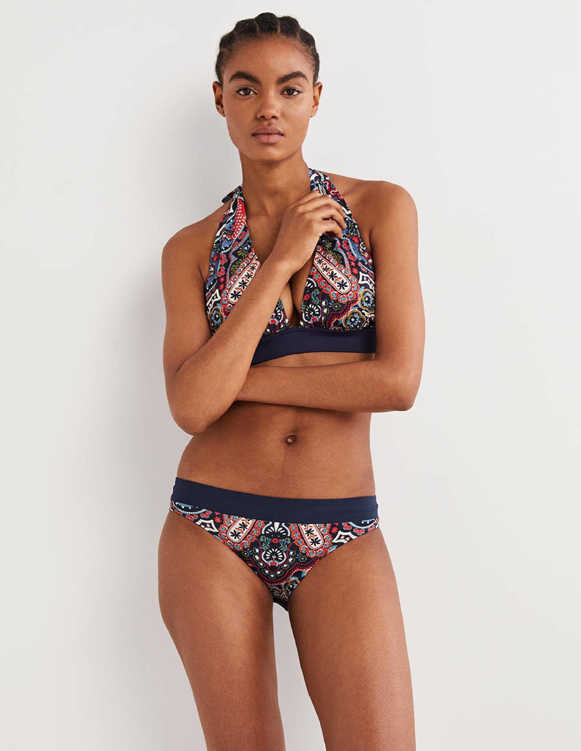 Ithaca Panel Bikini Bottoms-French Navy, Botanic Paisley - Image 1