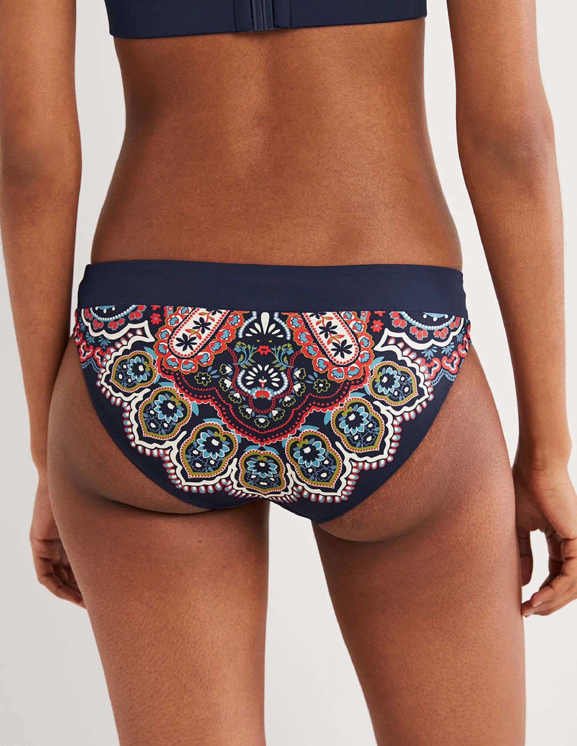 Ithaca Panel Bikini Bottoms-French Navy, Botanic Paisley - Image 3